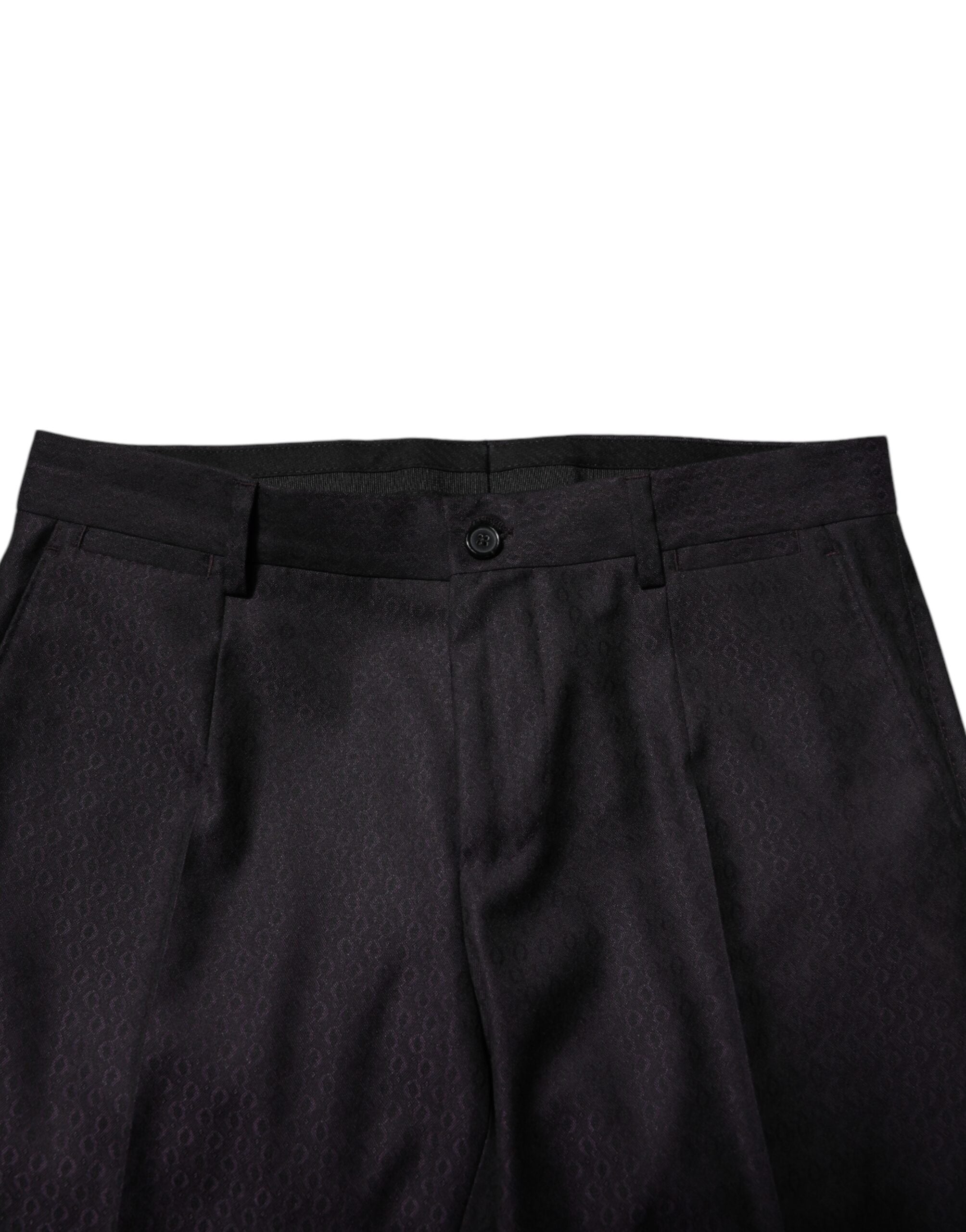 Dolce & Gabbana black patterned formal wool trousers-5
