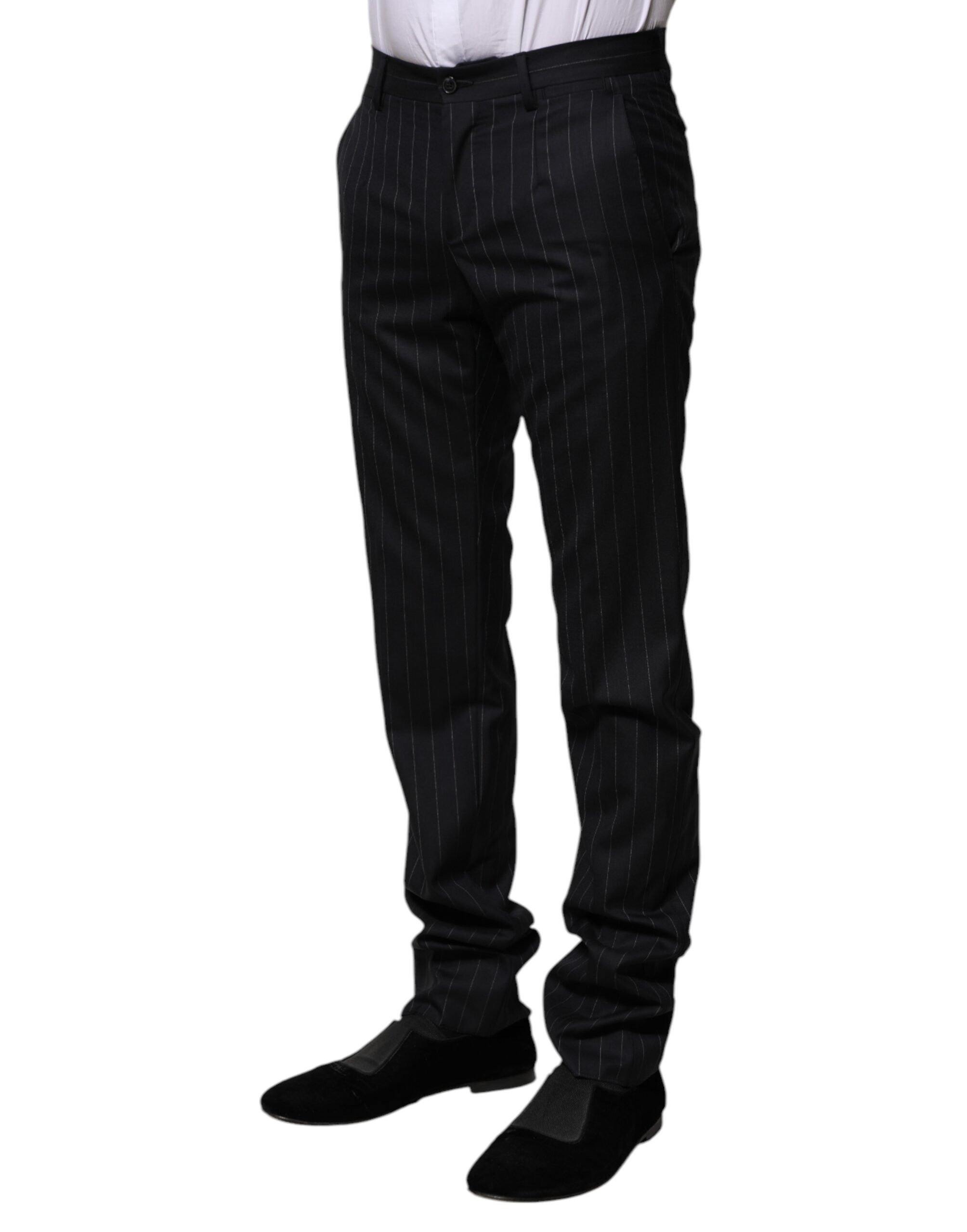 Dolce & Gabbana Striped formal trousers in black wool-3