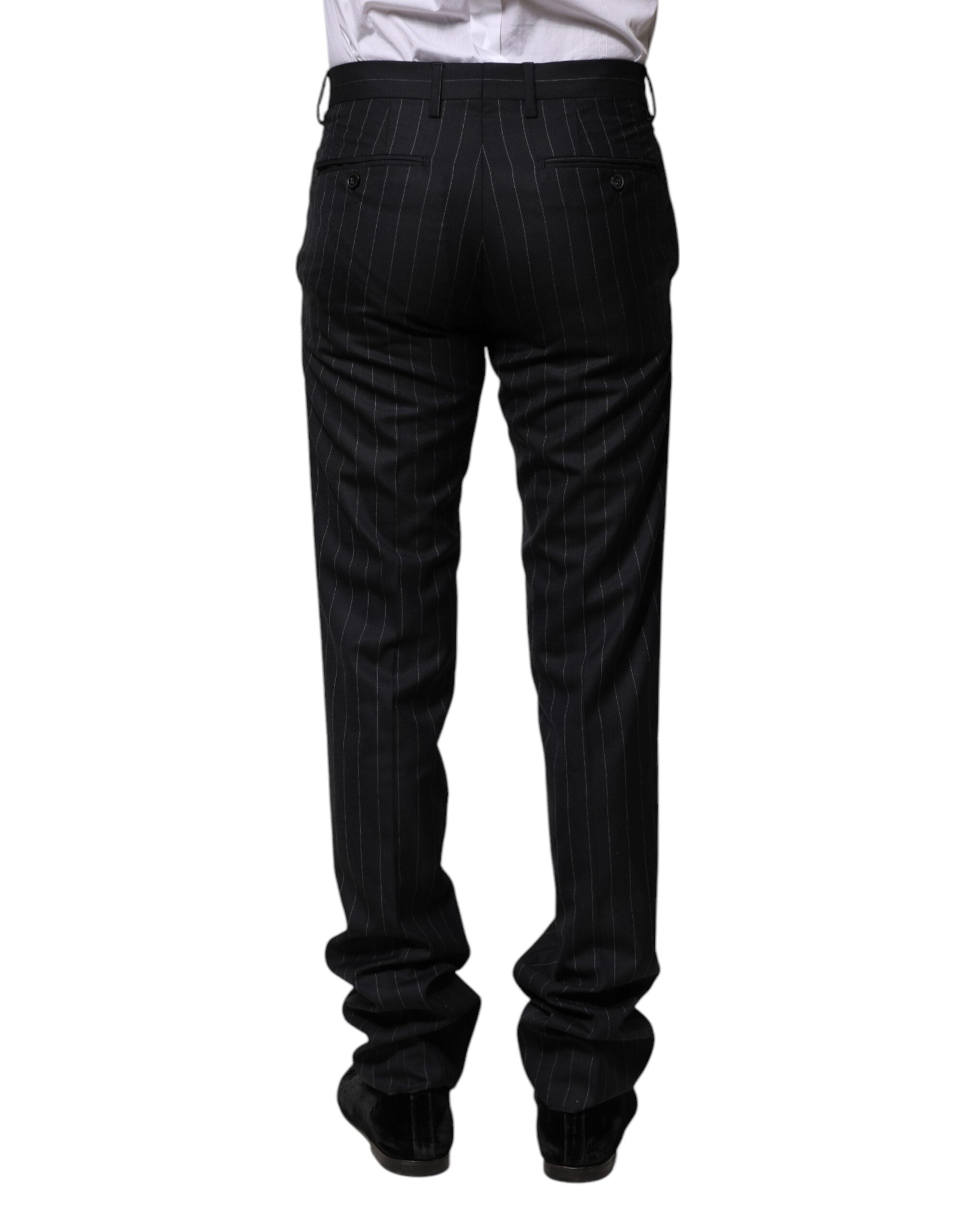 Dolce & Gabbana Striped formal trousers in black wool-4