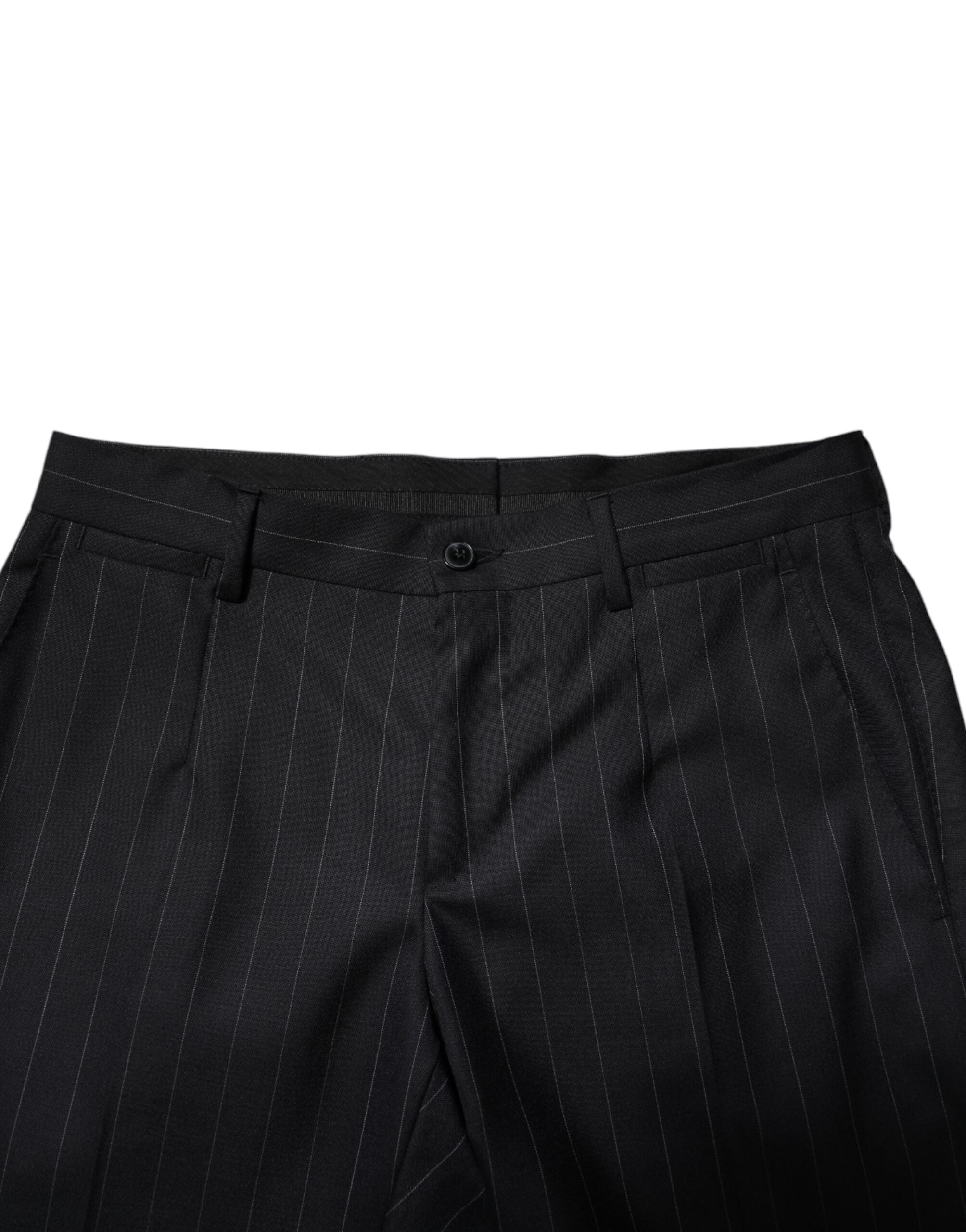Dolce & Gabbana Striped formal trousers in black wool-5