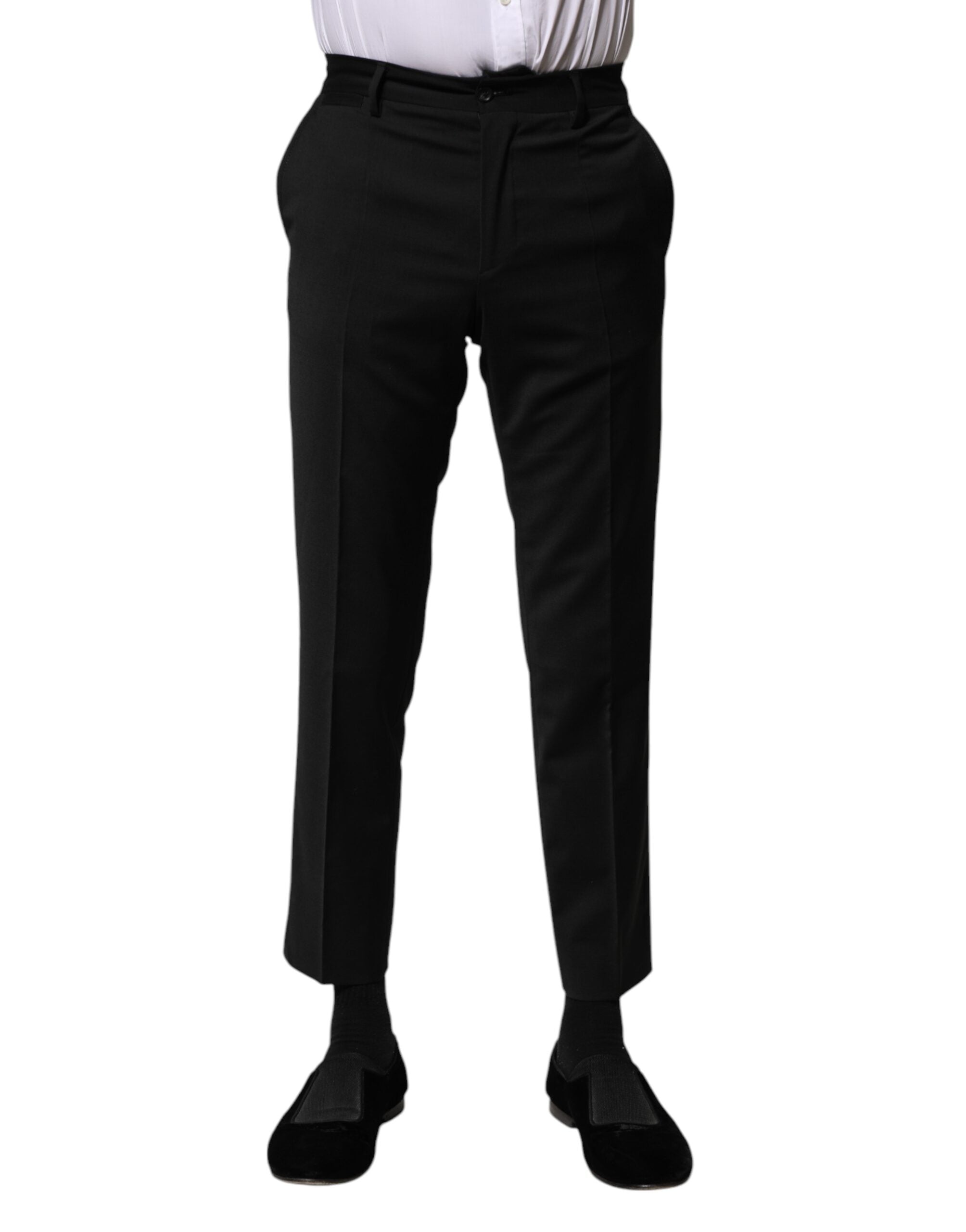 Pantalones formales de lana negra para hombre de Dolce & Gabbana-1