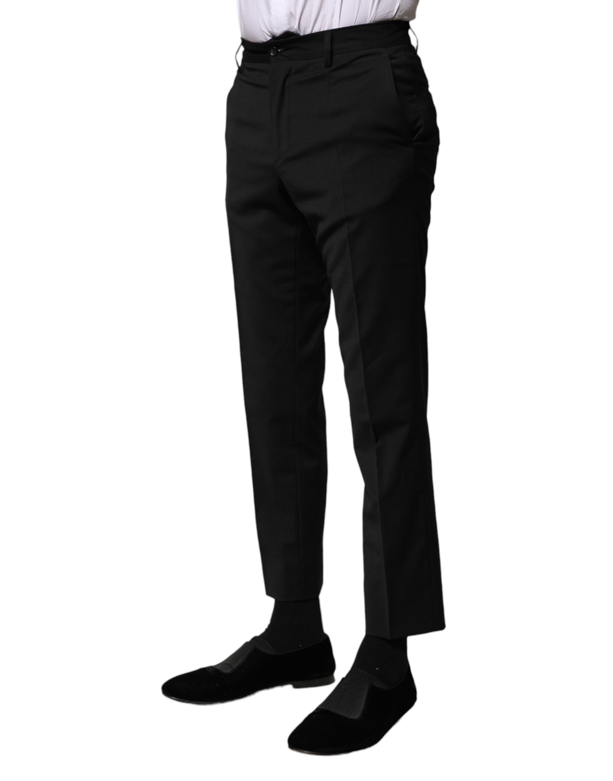 Pantalones formales de lana negra para hombre de Dolce & Gabbana-3