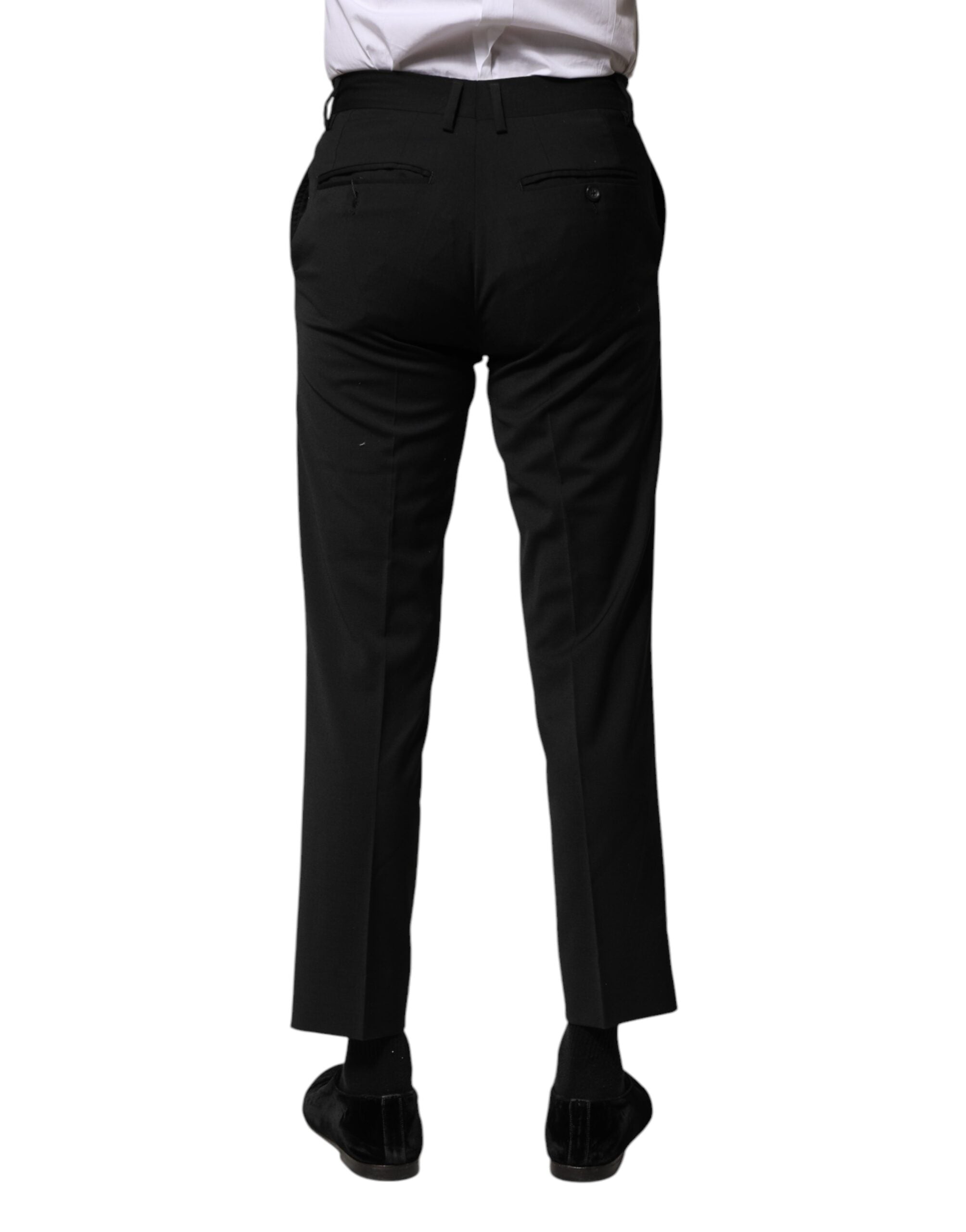 Pantalones formales de lana negra para hombre de Dolce & Gabbana-4