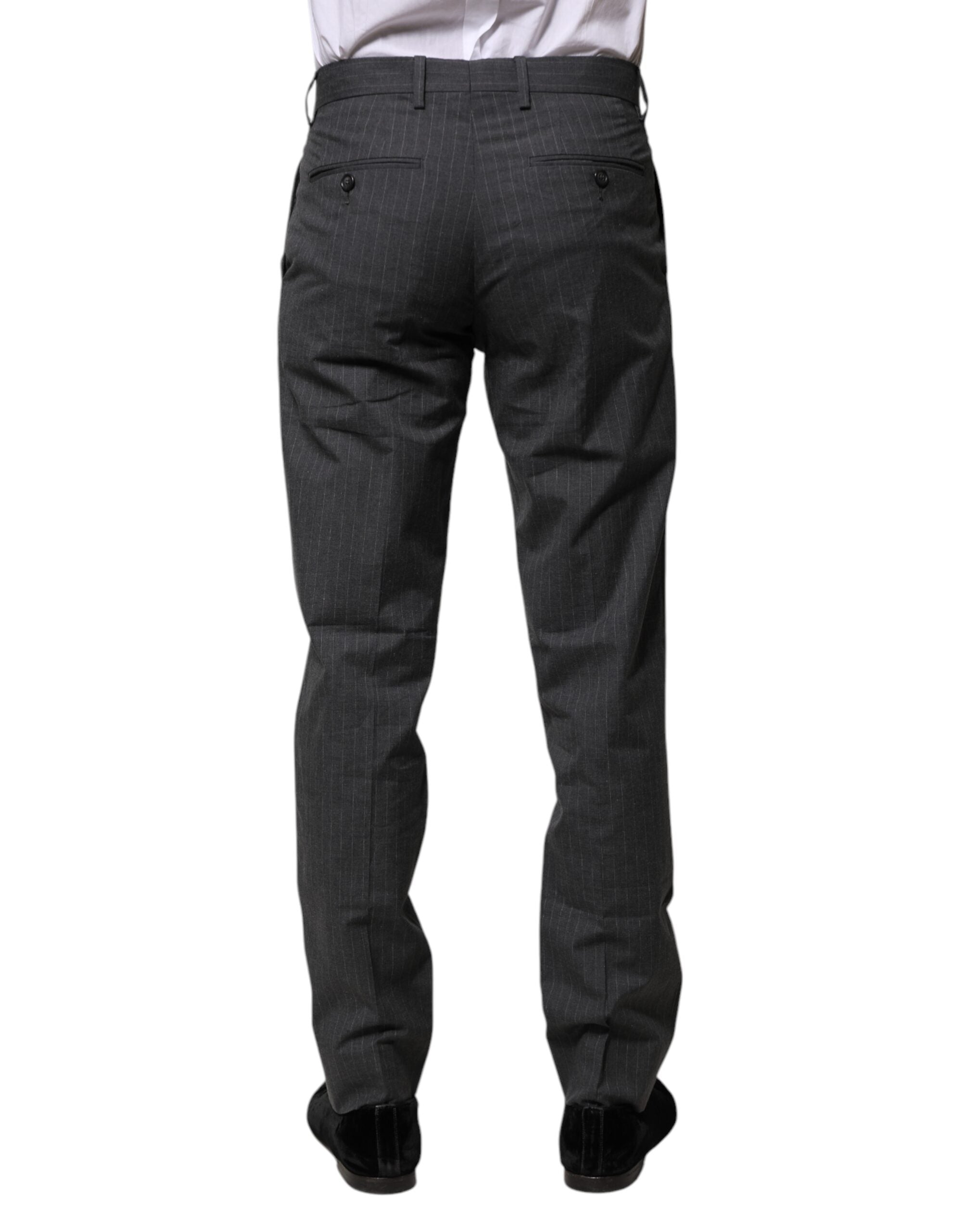 Pantalones formales de rayas grises de algodón de Dolce & Gabbana-4