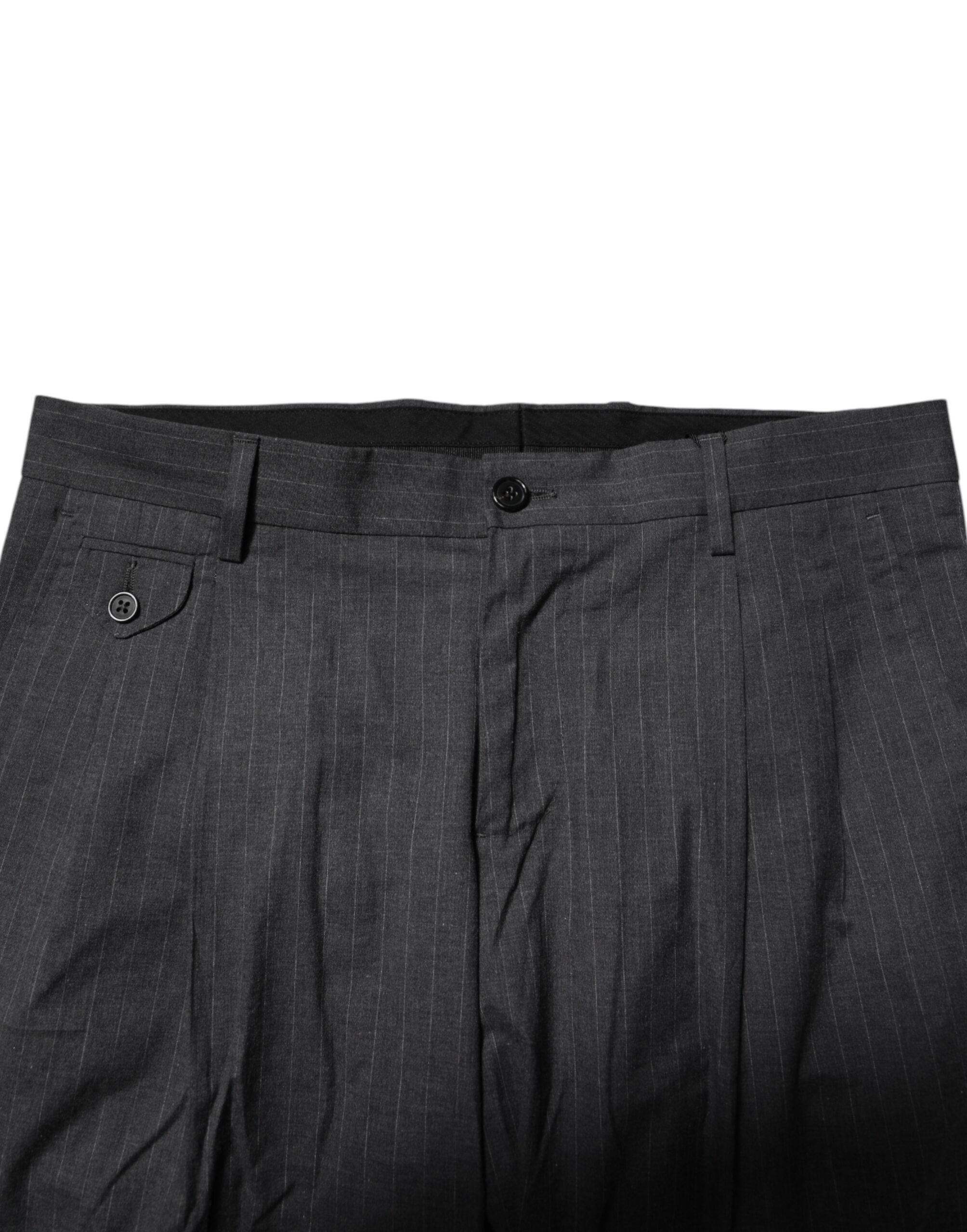 Pantalones formales de rayas grises de algodón de Dolce & Gabbana-5