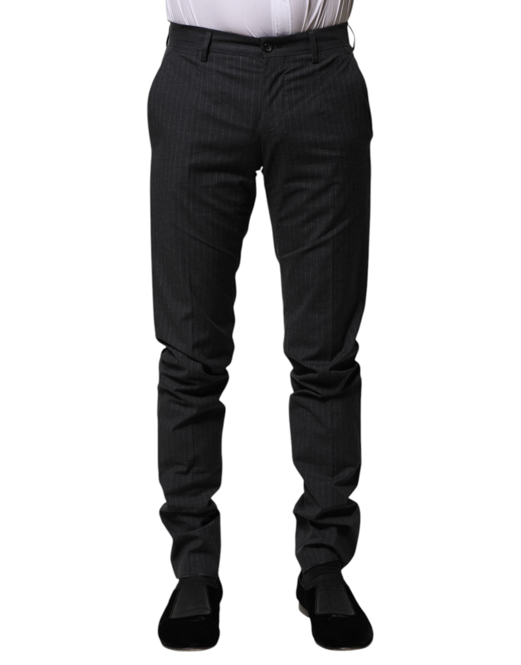 Dolce & Gabbana grey striped formal trousers in cotton-2