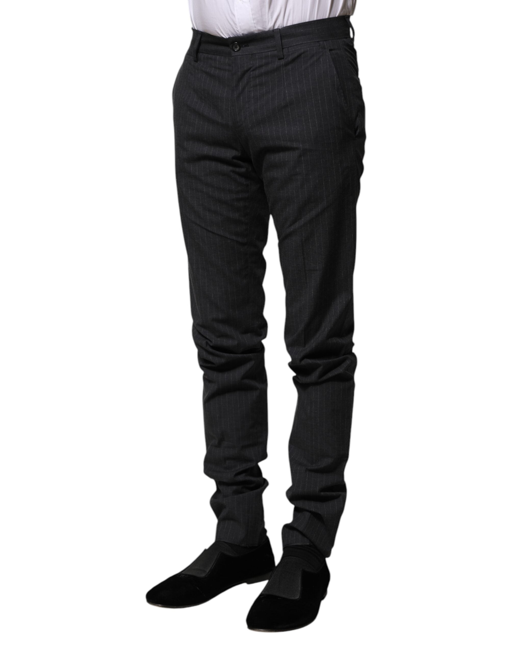 Dolce & Gabbana grey striped formal trousers in cotton-3