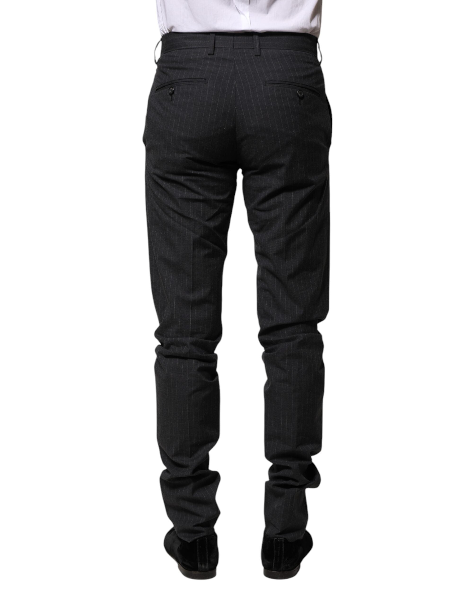 Dolce & Gabbana grey striped formal trousers in cotton-4