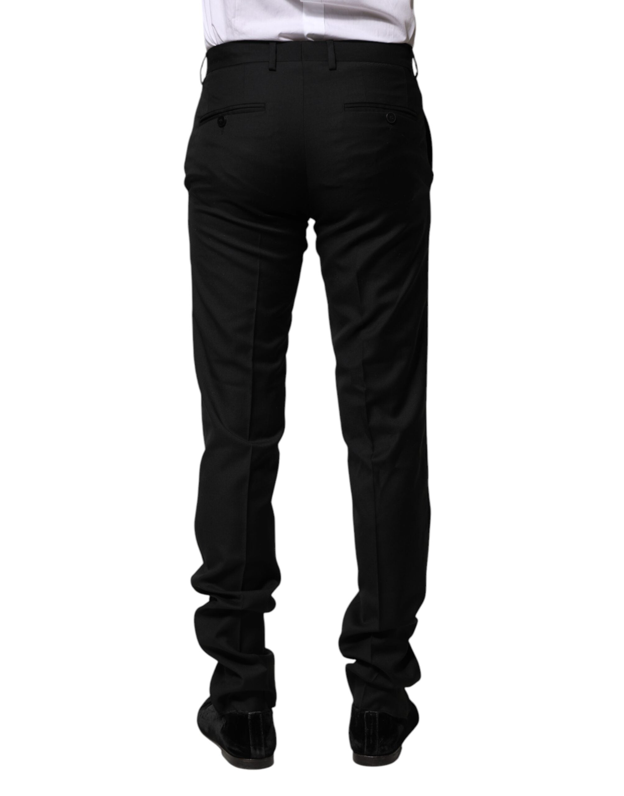 Pantalones formales ajustados de lana negra de Dolce & Gabbana para hombre-4