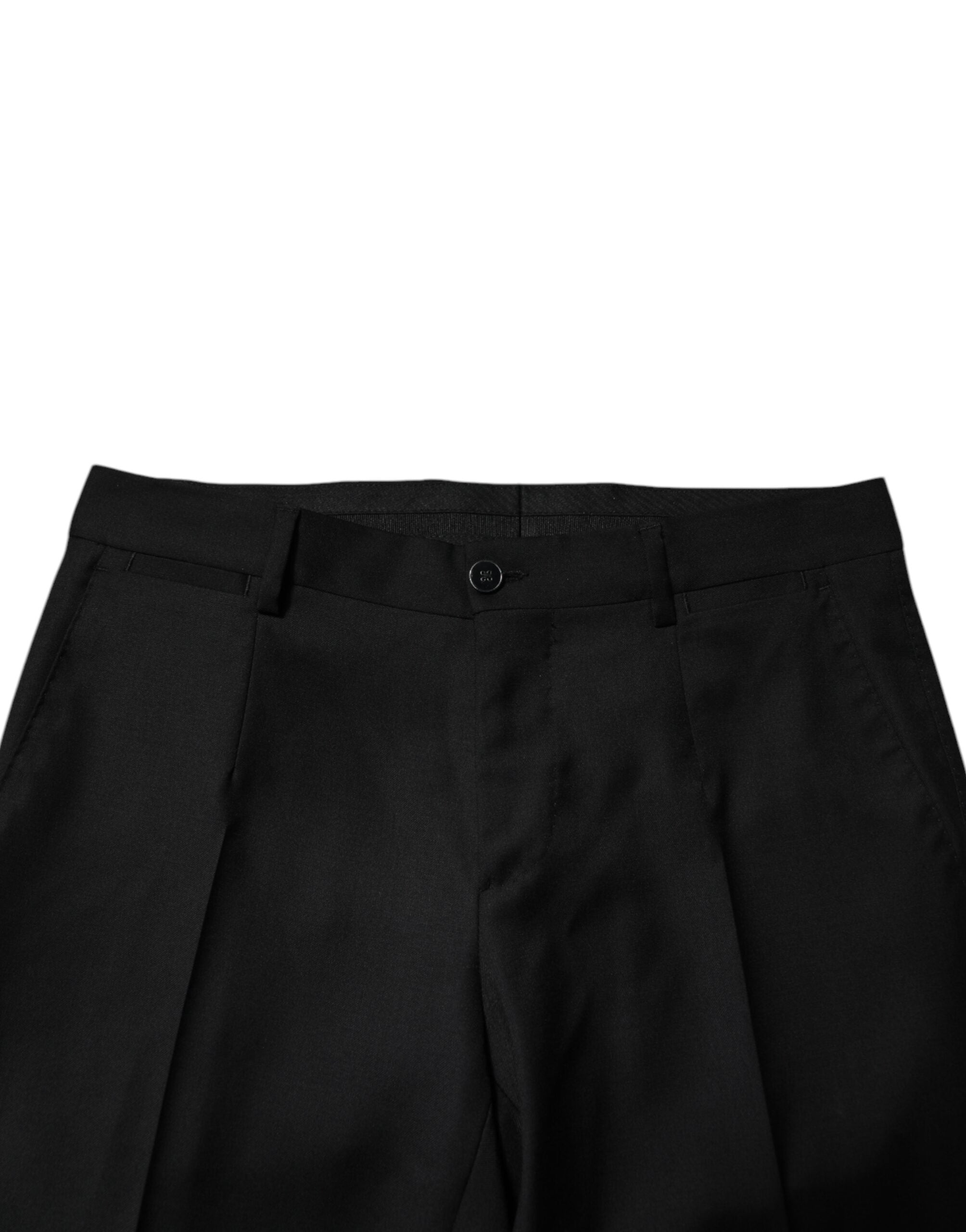 Pantalones formales ajustados de lana negra de Dolce & Gabbana para hombre-5
