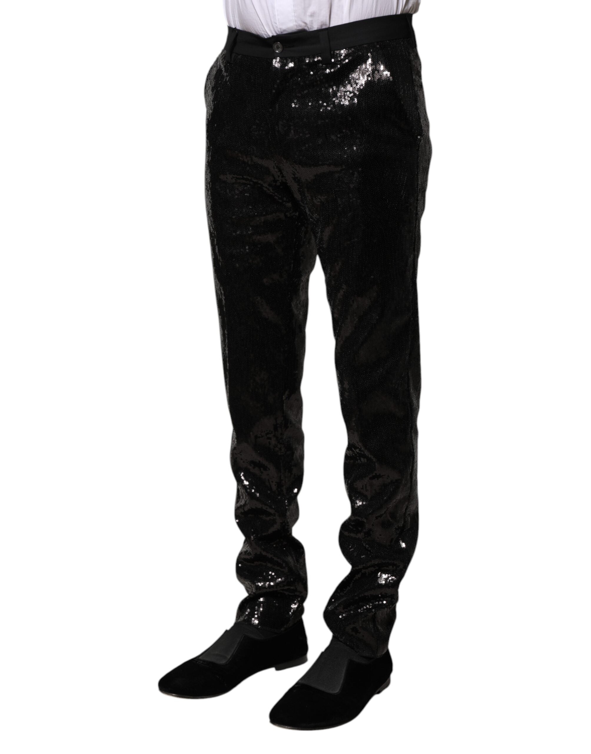 Pantalones negros Dolce & Gabbana con adorno de lentejuelas-3