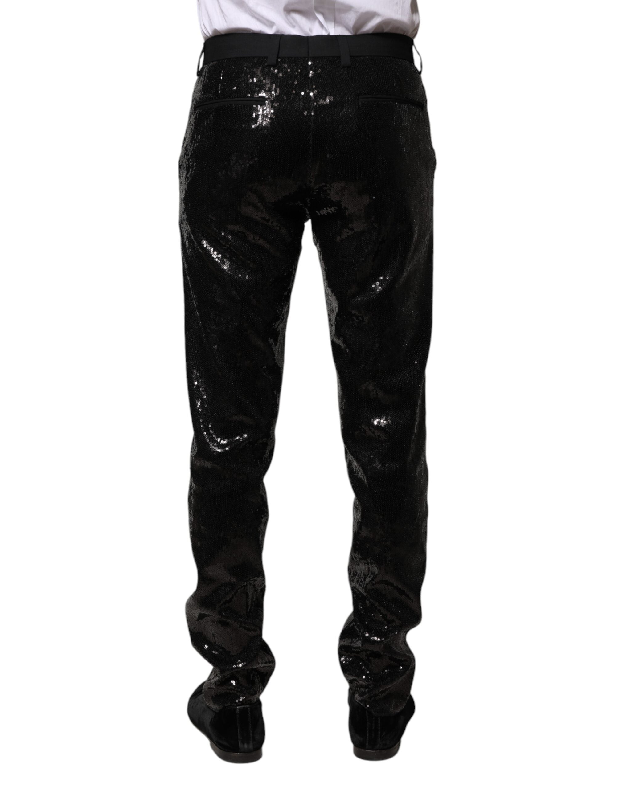 Pantalones negros Dolce & Gabbana con adorno de lentejuelas-4