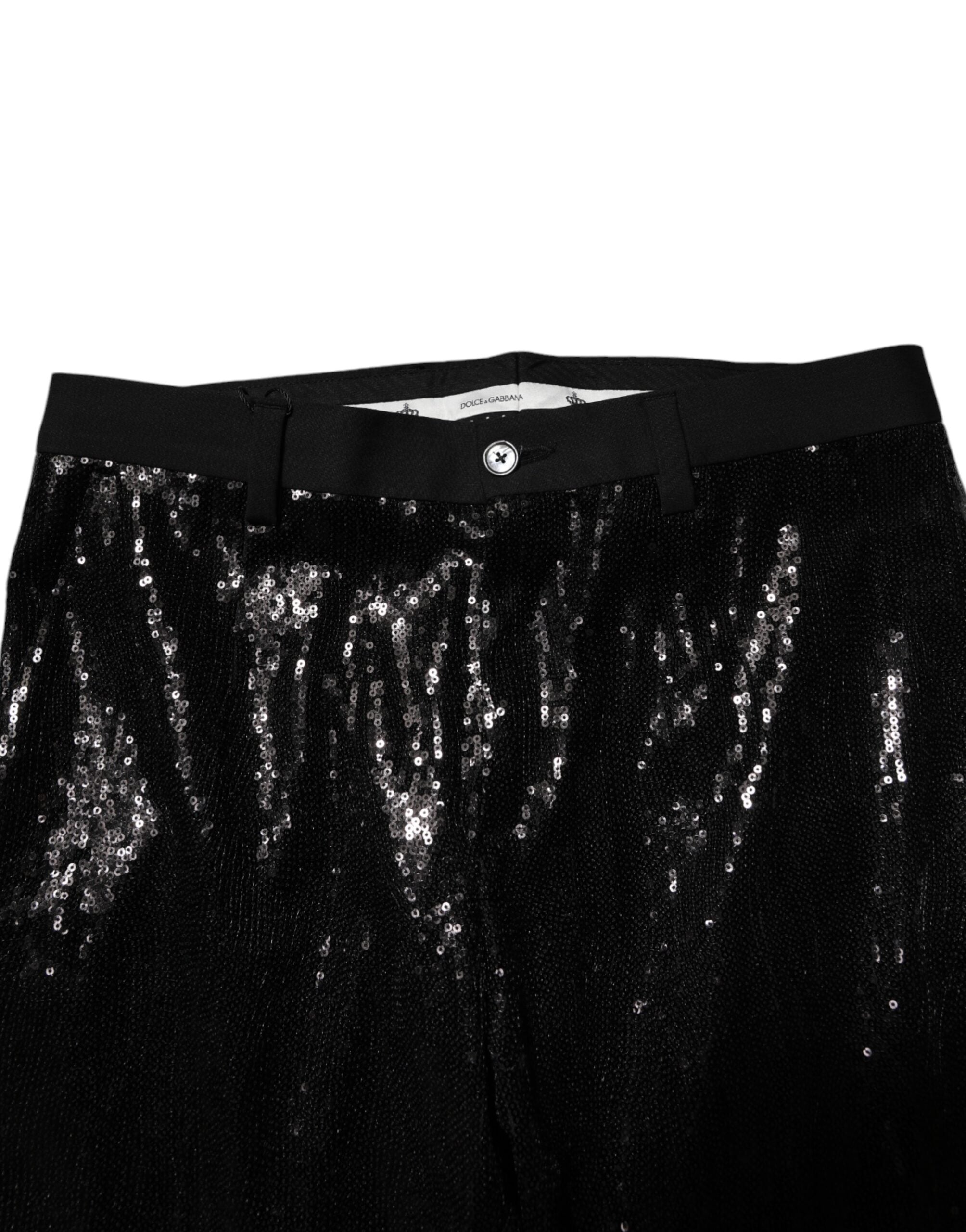 Pantalones negros Dolce & Gabbana con adorno de lentejuelas-5