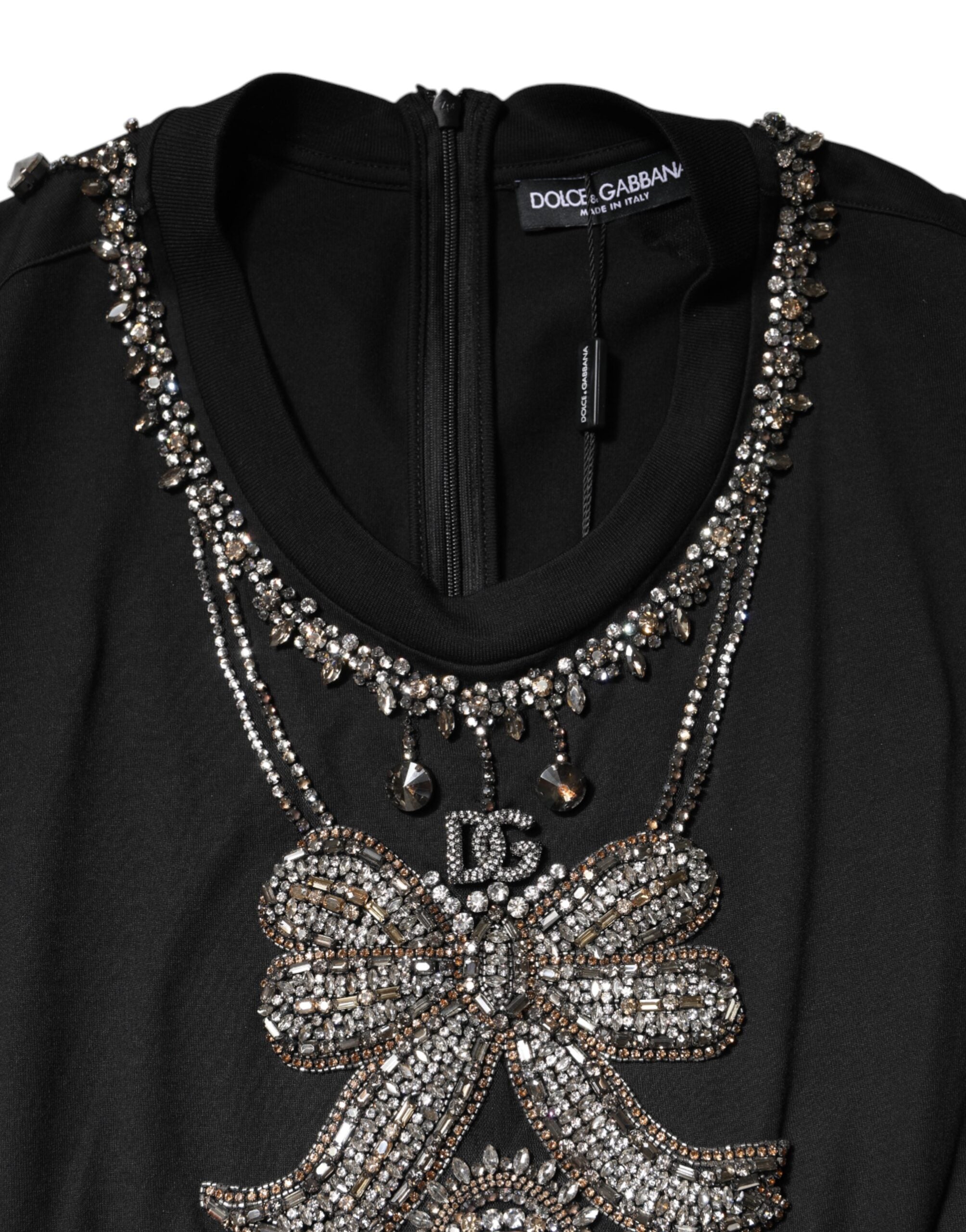Dolce & Gabbana Schwarzes strassbesetztes Baumwoll-Tank-Top-6