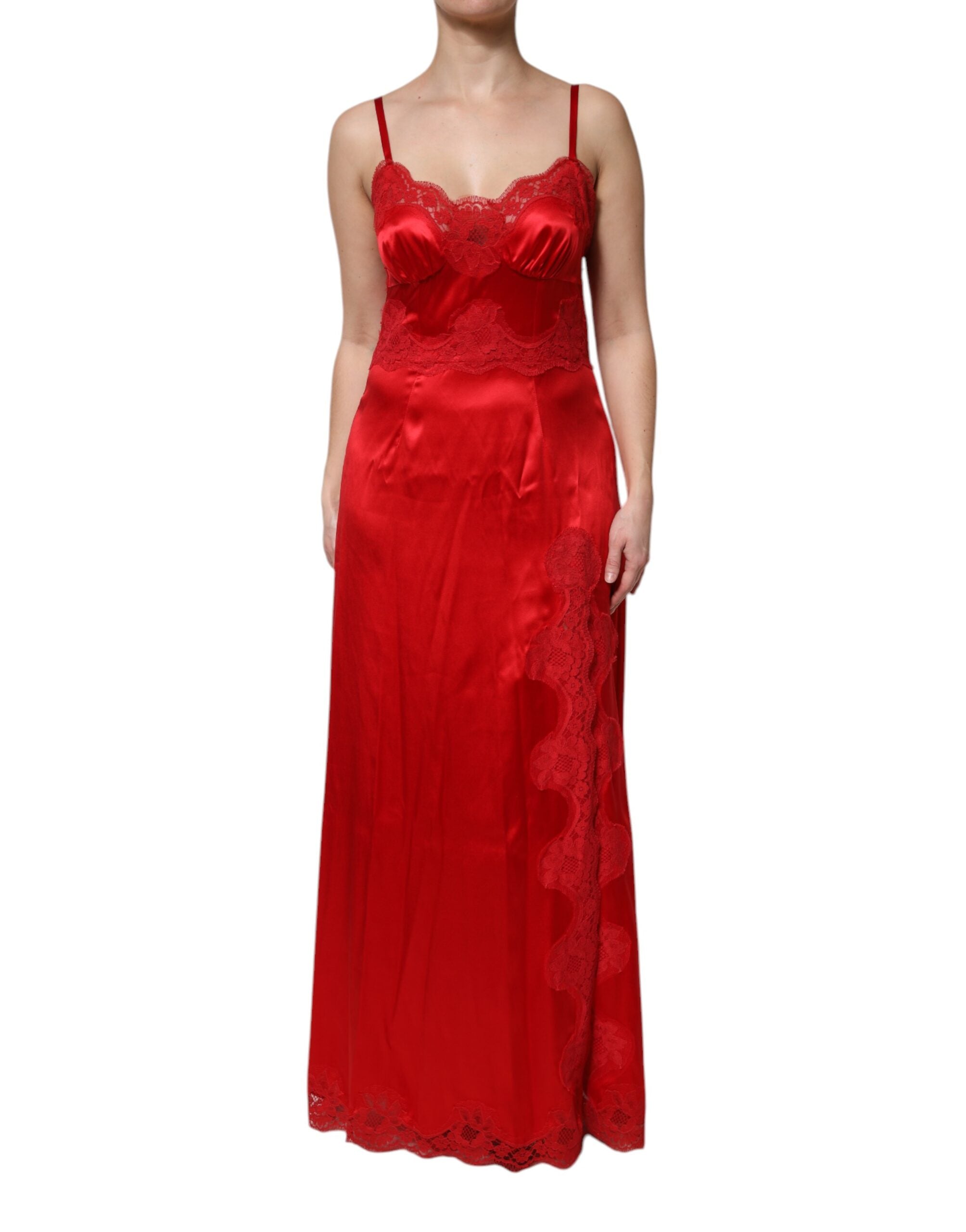 Dolce & Gabbana Red sleeveless long maxi dress in silk-1