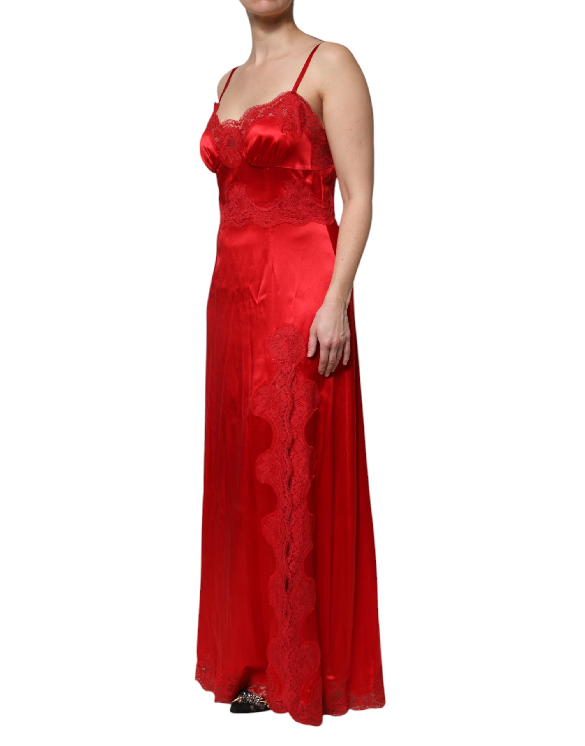 Dolce & Gabbana Red sleeveless long maxi dress in silk-3