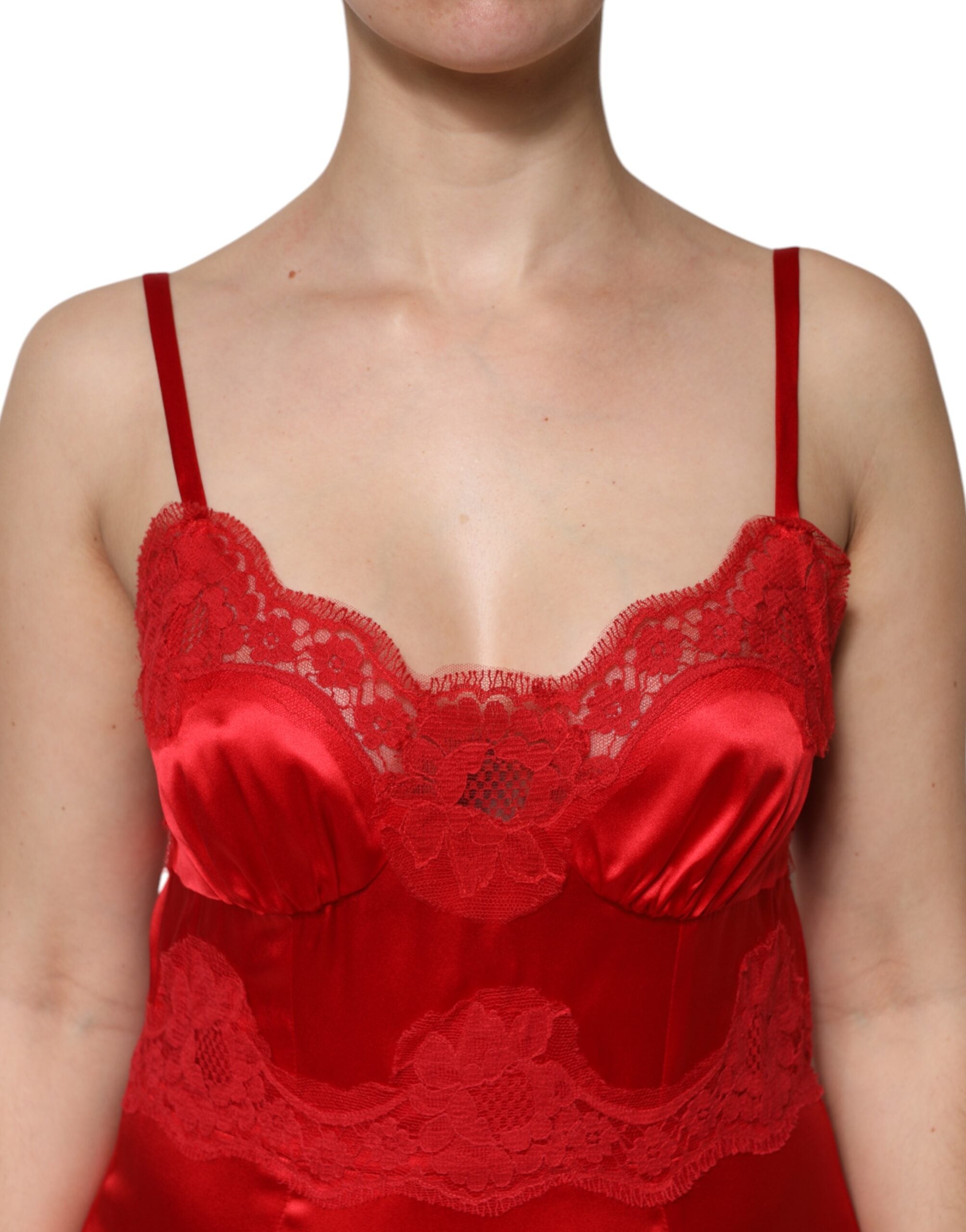 Dolce & Gabbana Red sleeveless long maxi dress in silk-5