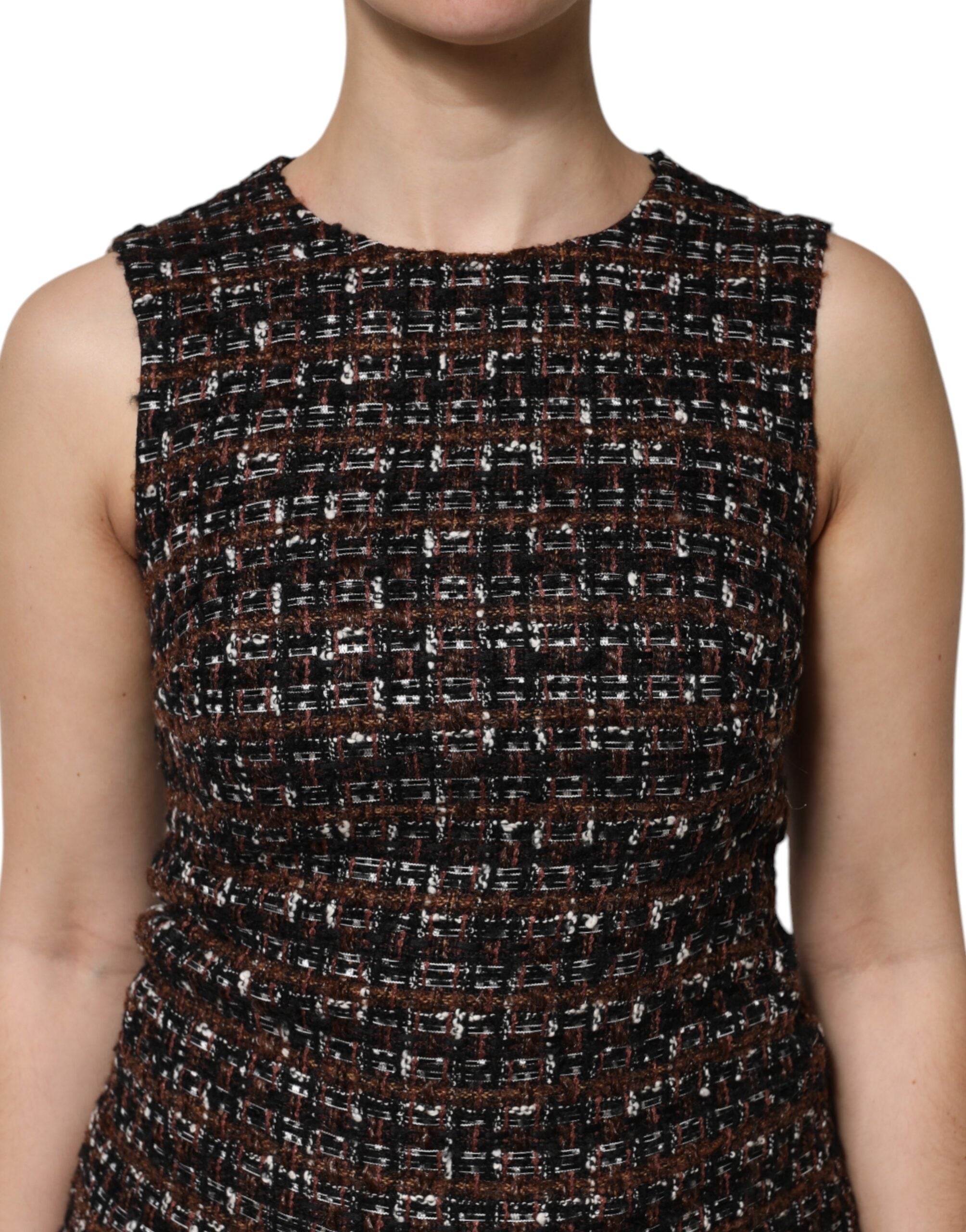 Dolce & Gabbana Multicolor Sleeveless Mini Tweed A-Line Dress-5