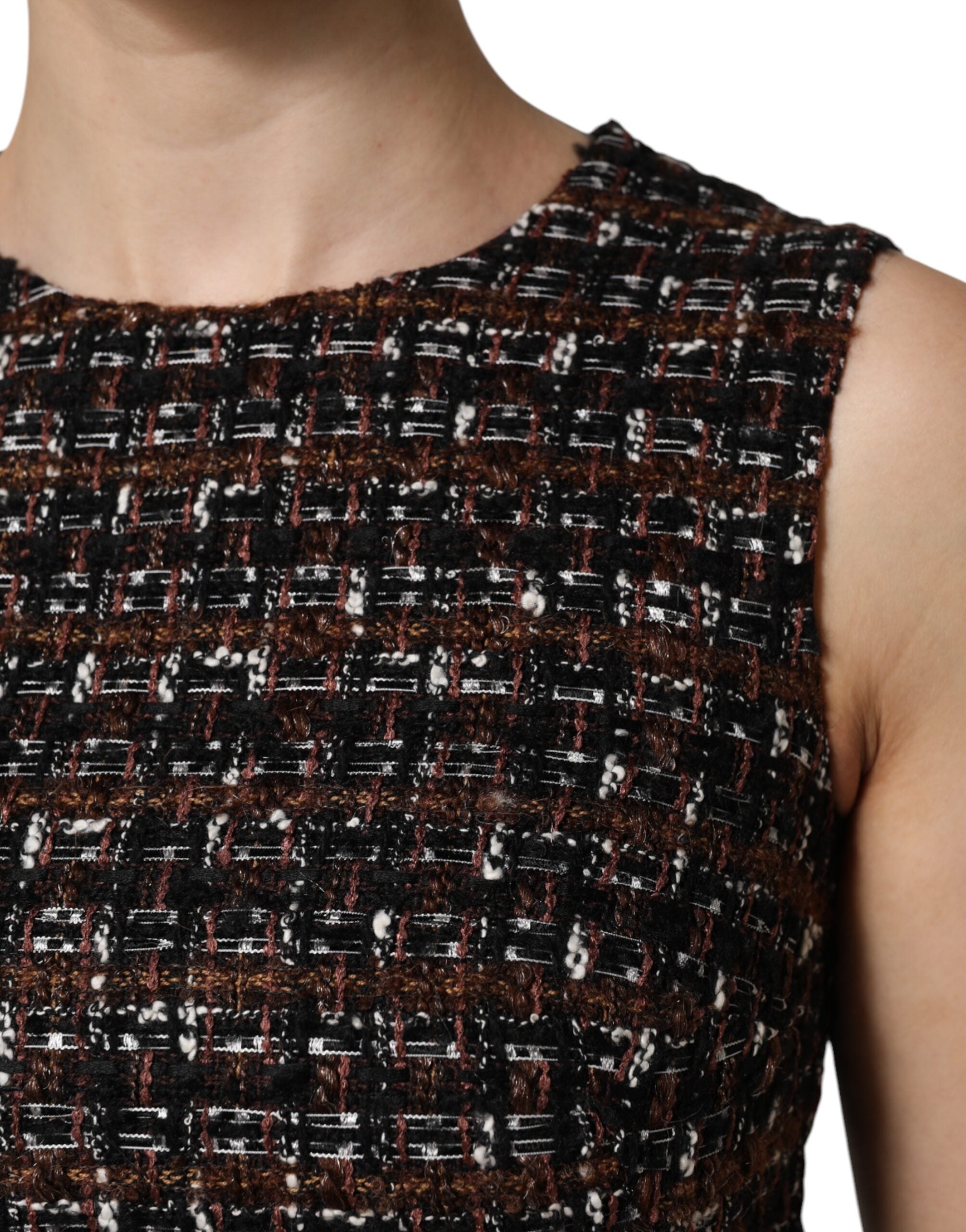 Dolce & Gabbana Multicolor Sleeveless Mini Tweed A-Line Dress-6