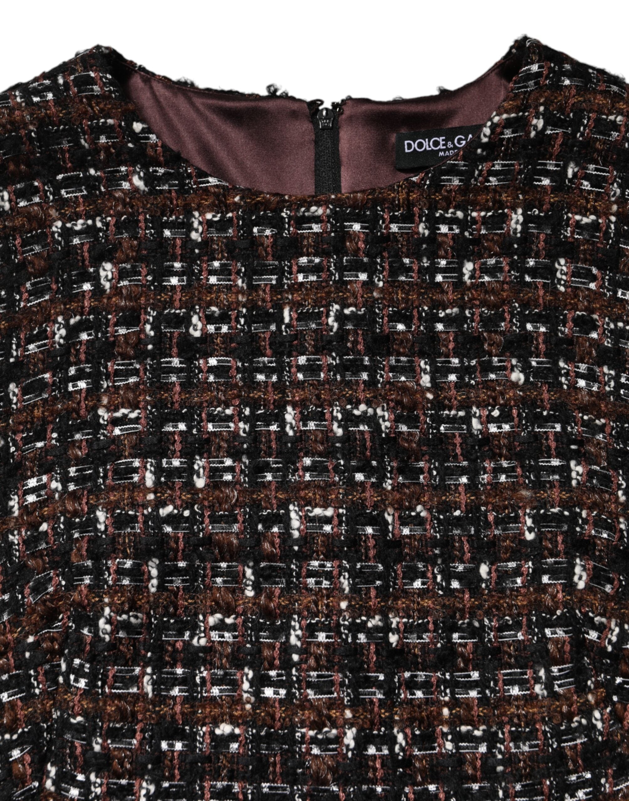 Dolce & Gabbana Multicolor Sleeveless Mini Tweed A-Line Dress-7