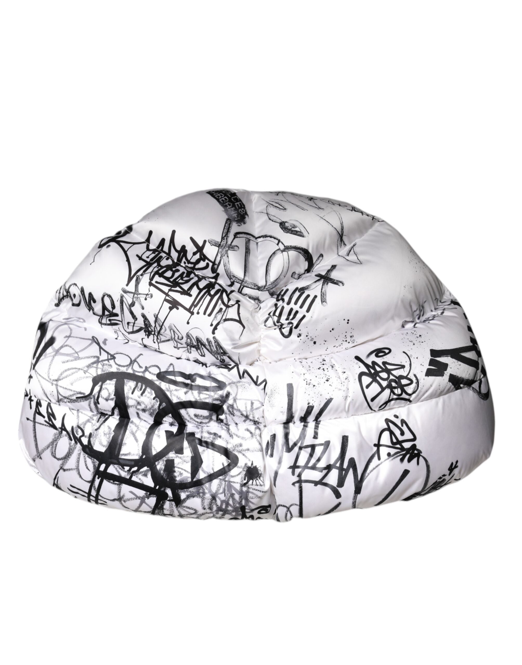 Dolce & Gabbana quilted beanie with printed hood in white polyester-7