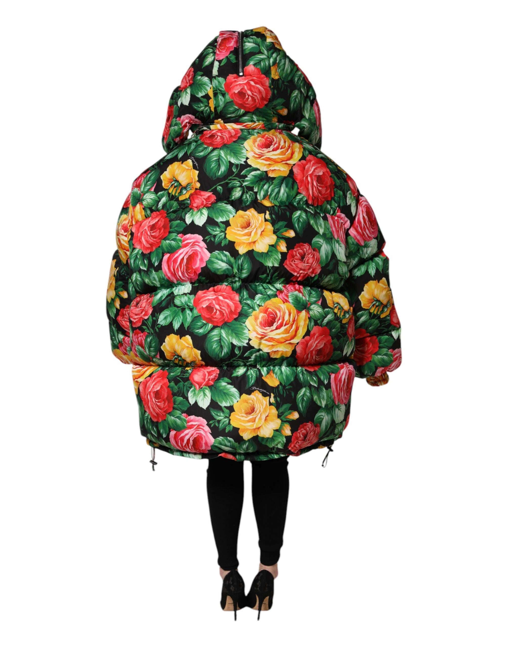 Dolce & Gabbana Multicolor Floral Puffer Jacket with Hood-4