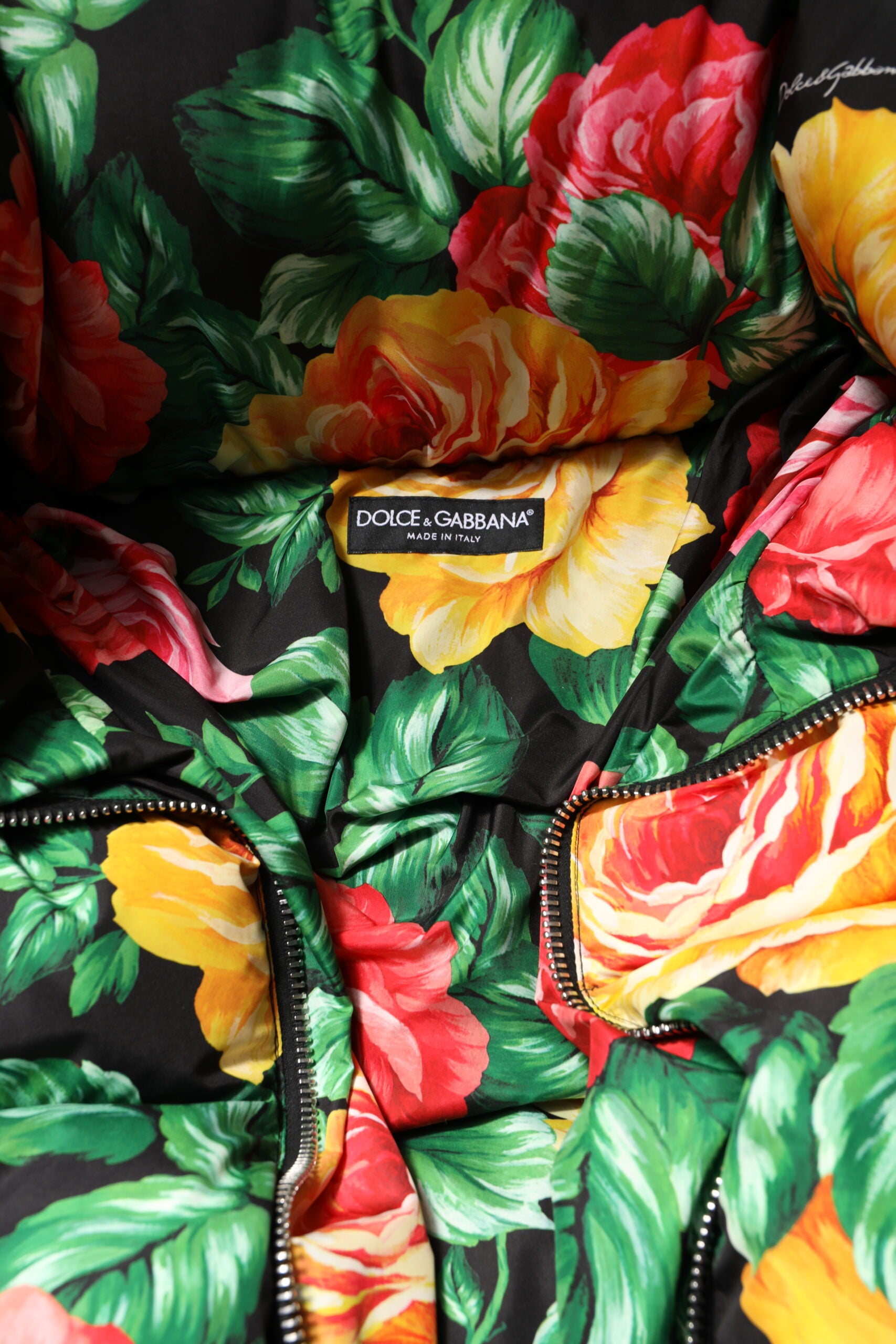 Dolce & Gabbana Multicolor Floral Puffer Jacket with Hood-7