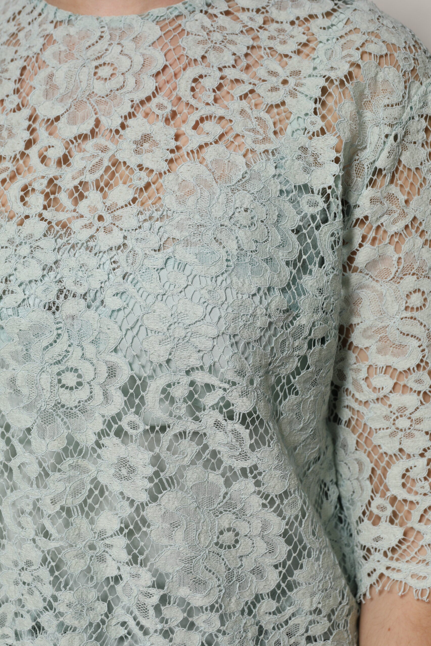 Dolce & Gabbana mint green cotton blouse with floral pattern-6