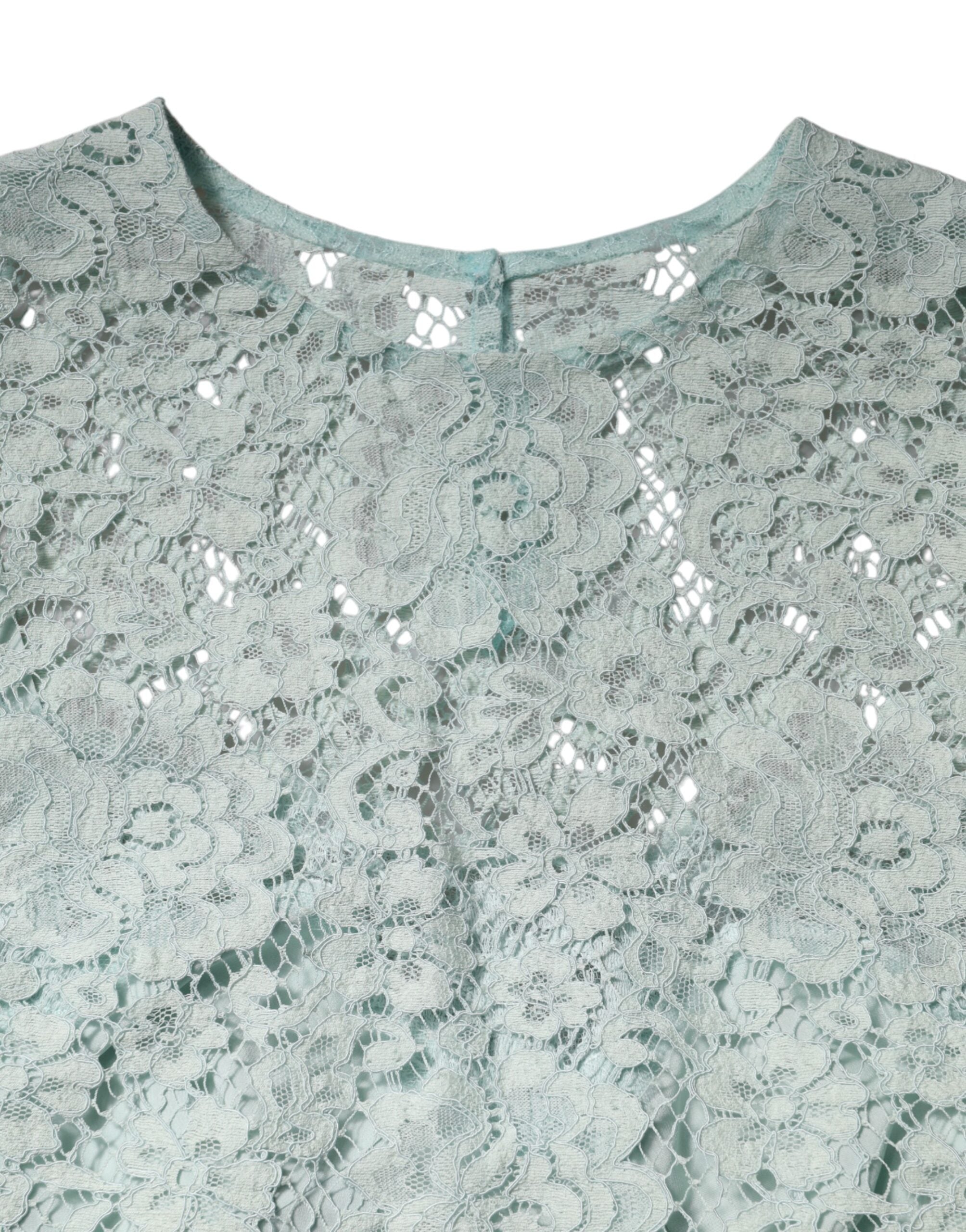 Dolce & Gabbana mint green cotton blouse with floral pattern-7