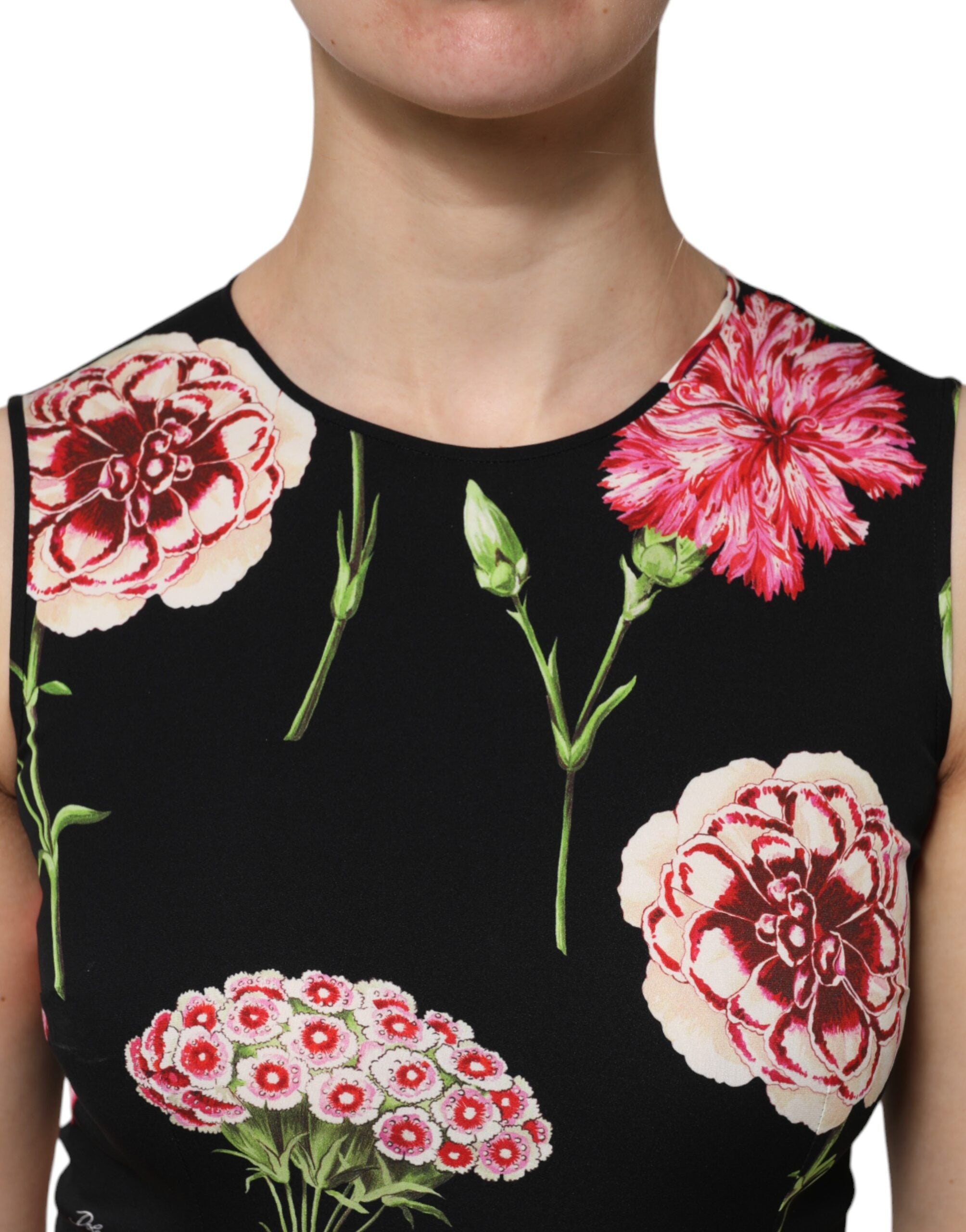 Dolce & Gabbana Black sleeveless tank top with floral print-5