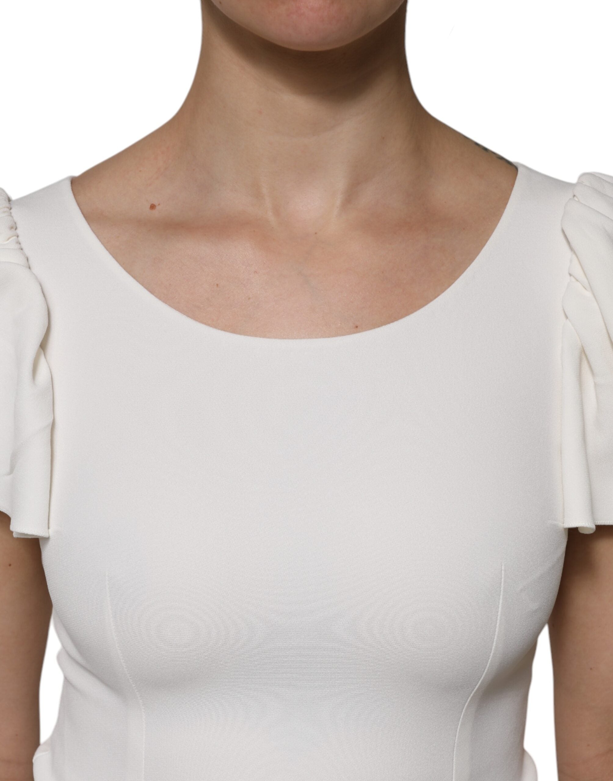 Dolce & Gabbana White Viscose Round Neck Short Sleeve Top-5