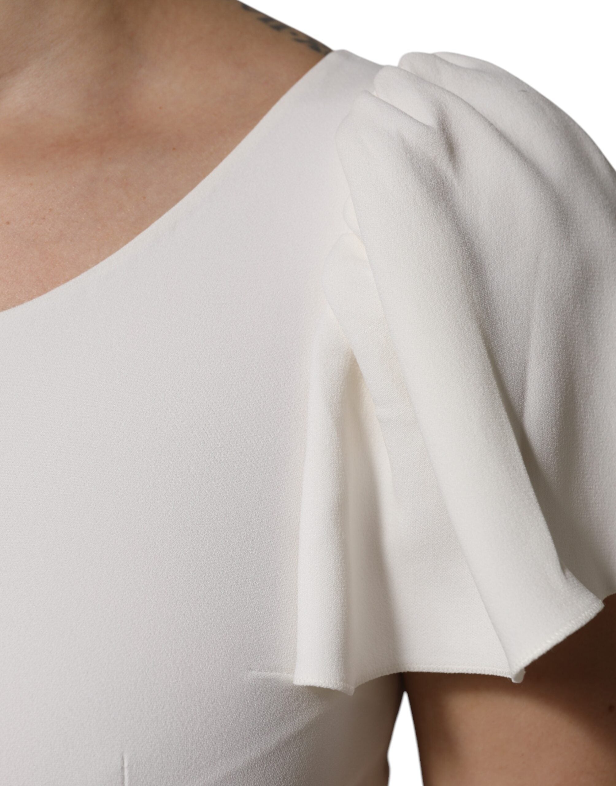 Dolce & Gabbana White Viscose Round Neck Short Sleeve Top-6