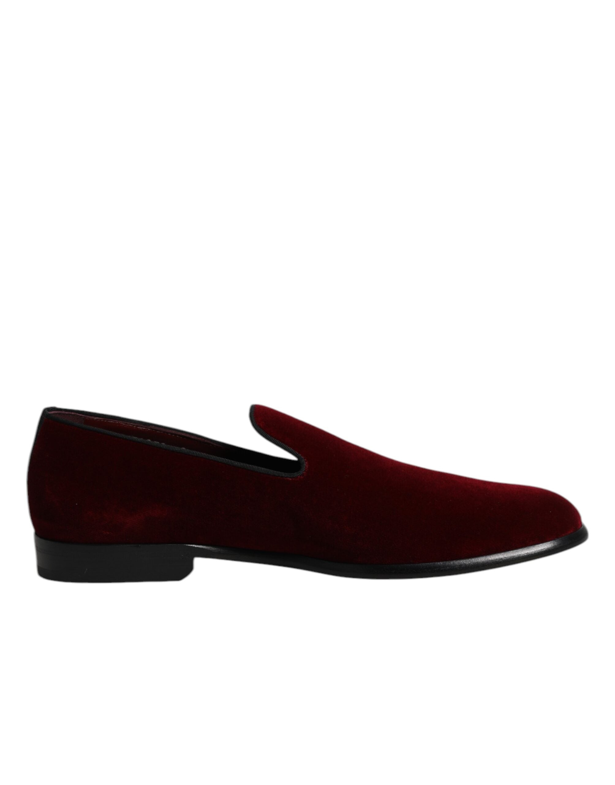 Dolce & Gabbana Rote Baumwolle Samt Slip On Loafers Formelle Schuhe-7