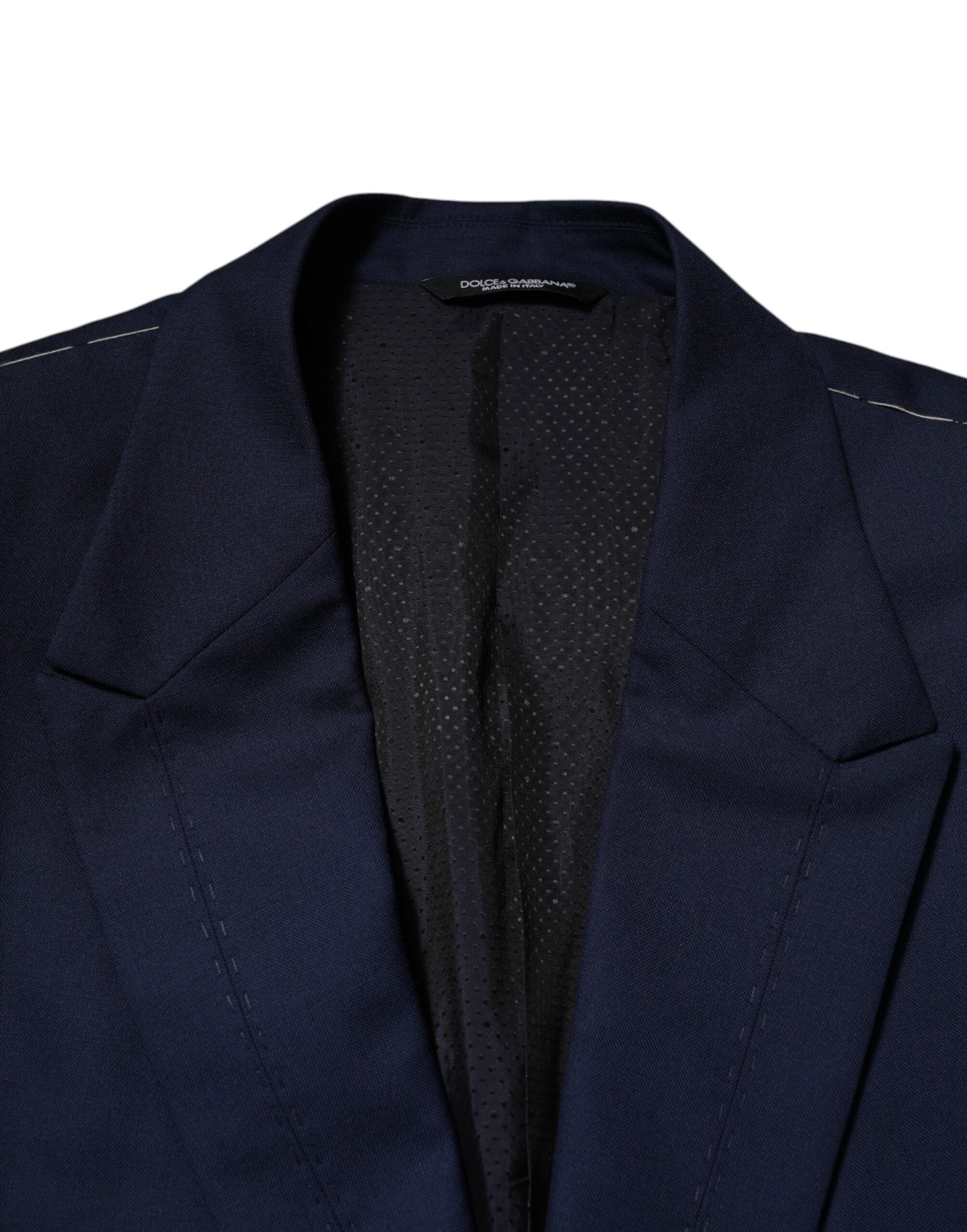 Dolce & Gabbana Blauer Wollmantel einreihig Anzug Blazer-5