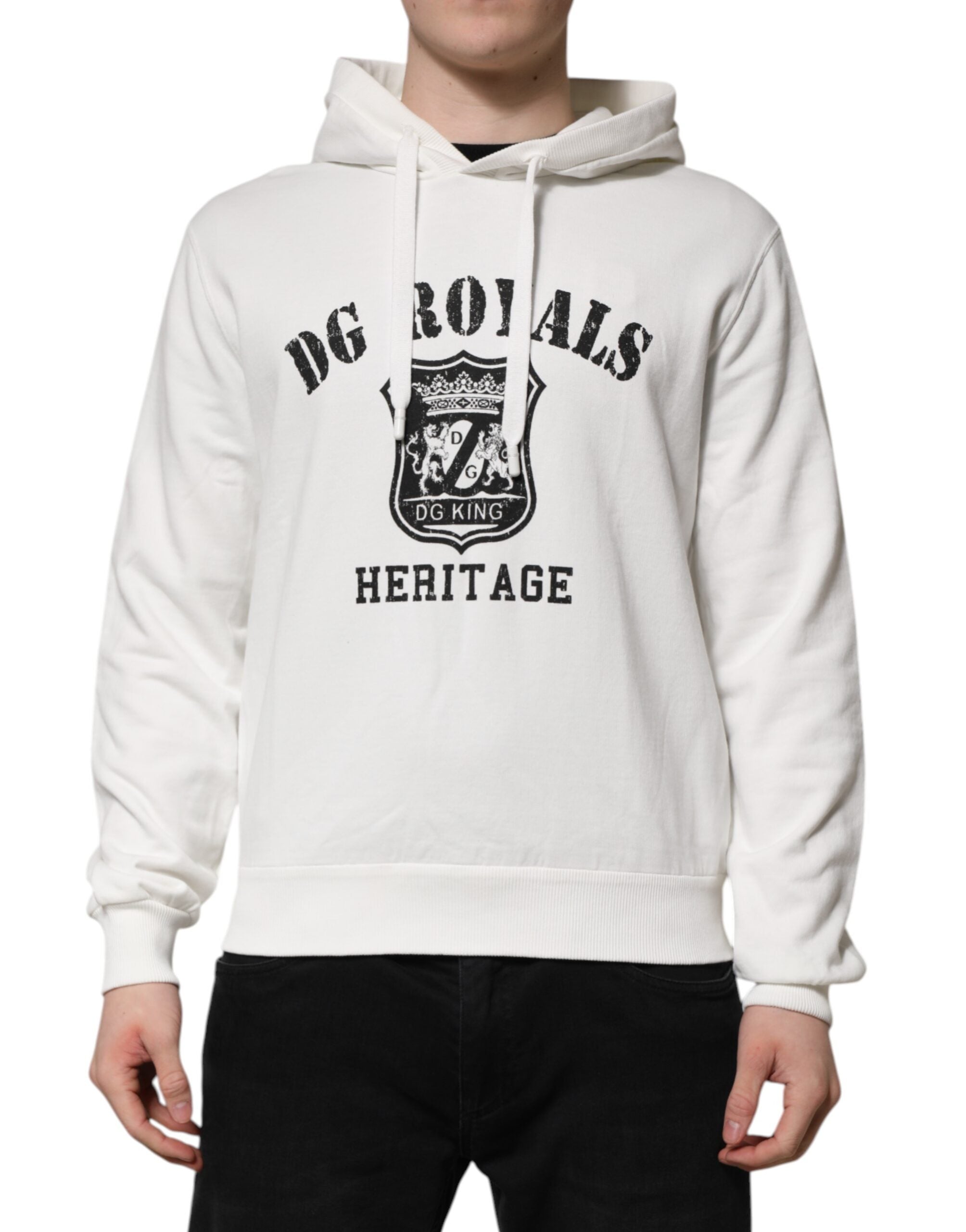 Sudadera con capucha de algodón blanco Dolce & Gabbana con estampado DG Royal-2