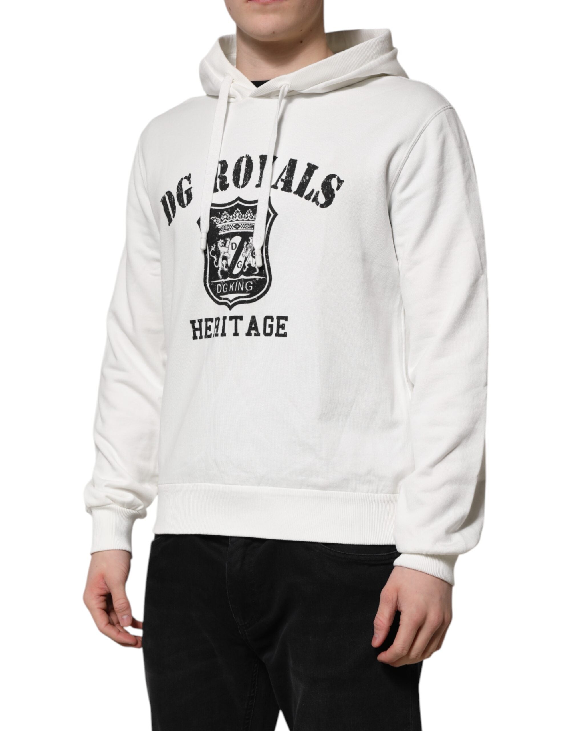 Sudadera con capucha de algodón blanco Dolce & Gabbana con estampado DG Royal-3
