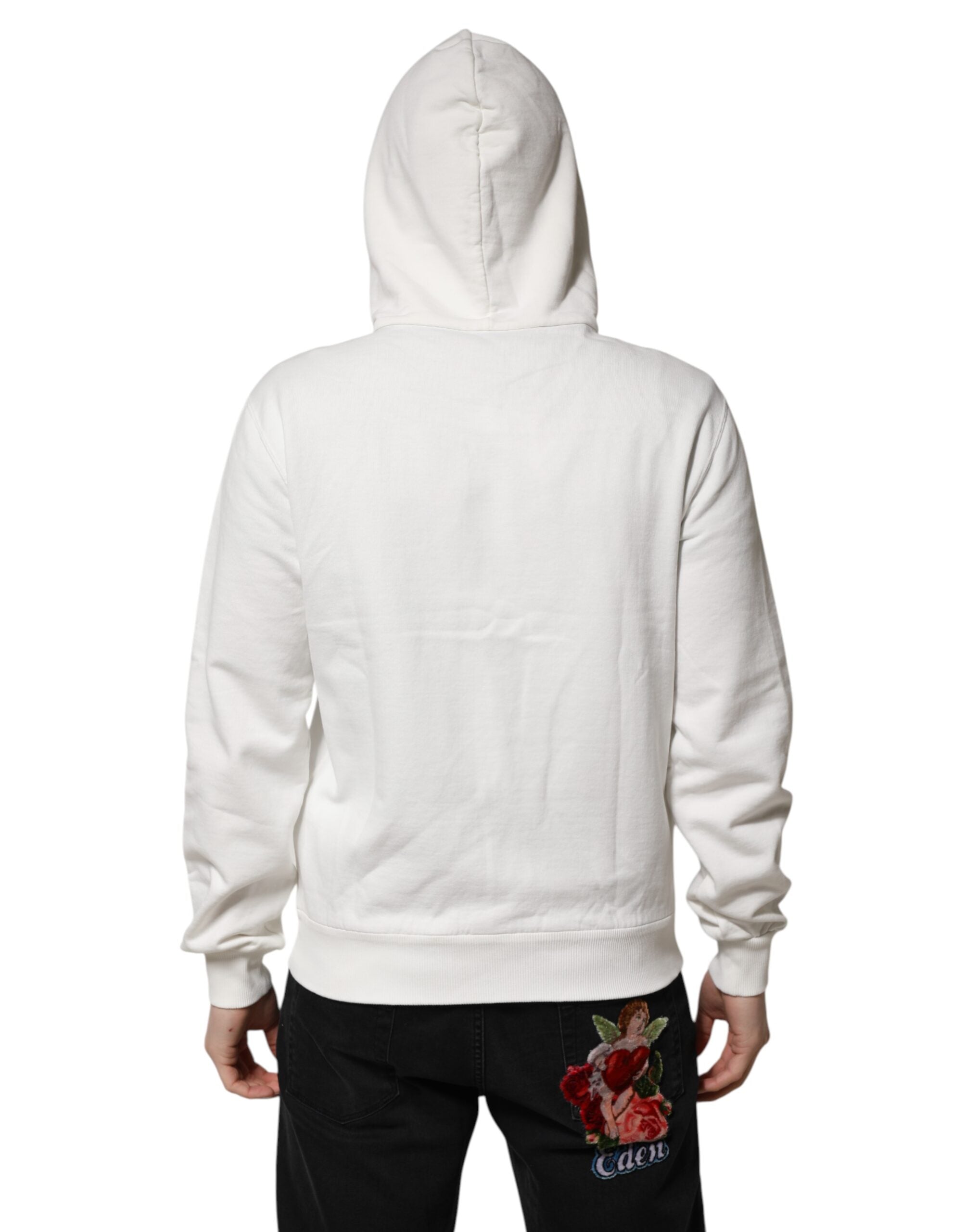 Sudadera con capucha de algodón blanco Dolce & Gabbana con estampado DG Royal-4