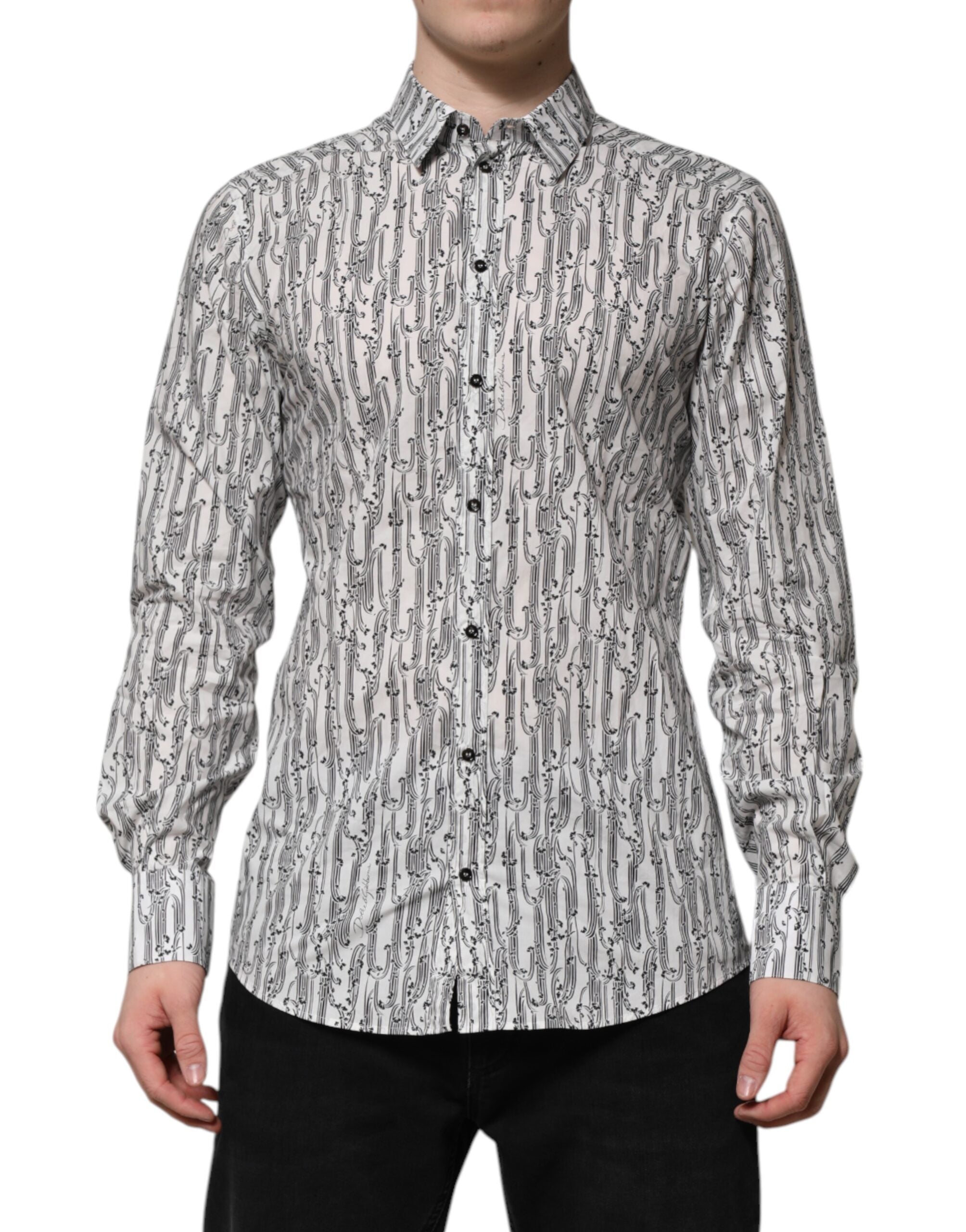 Dolce & Gabbana white shirt with floral print and casual long sleeves-2