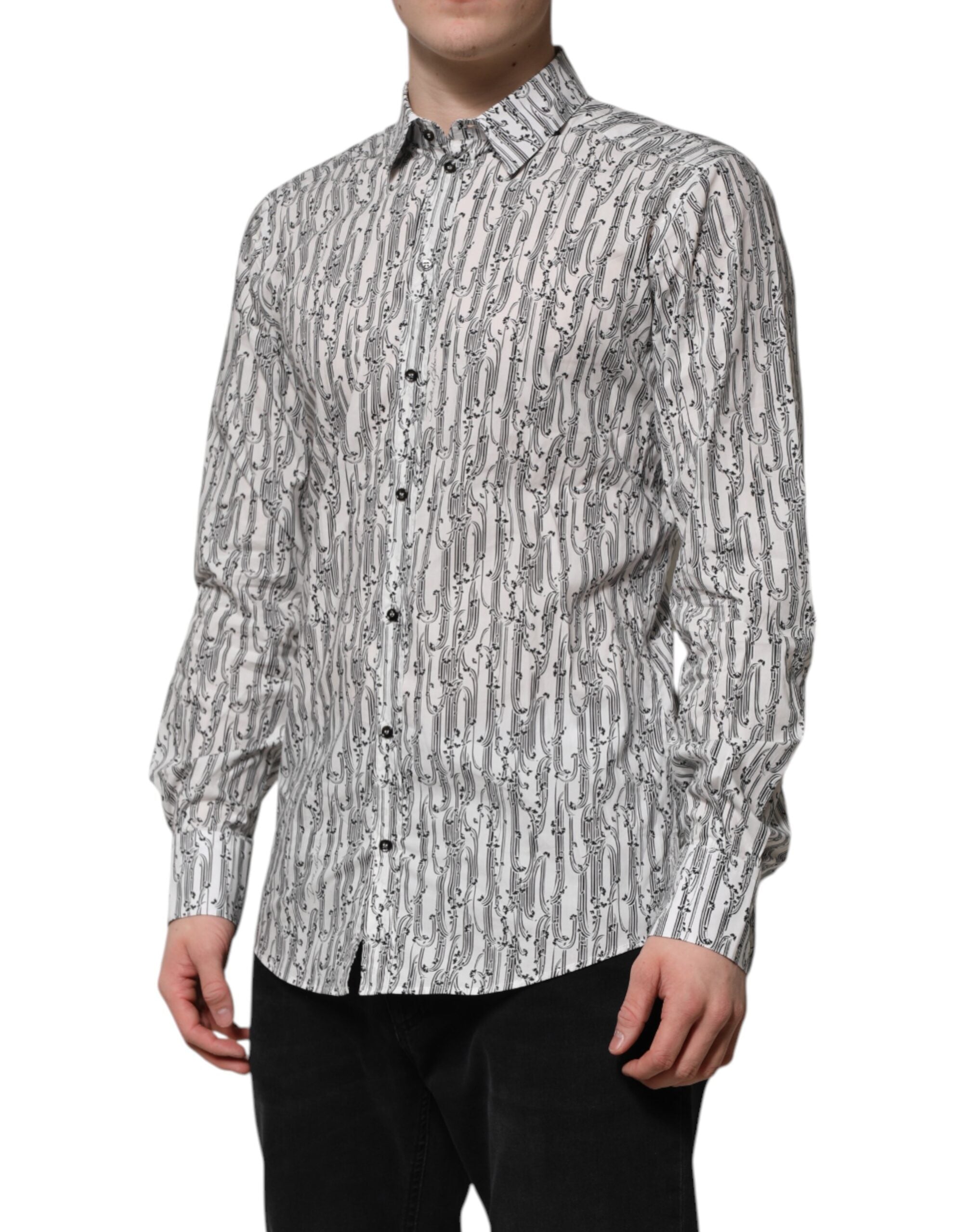 Dolce & Gabbana white shirt with floral print and casual long sleeves-3