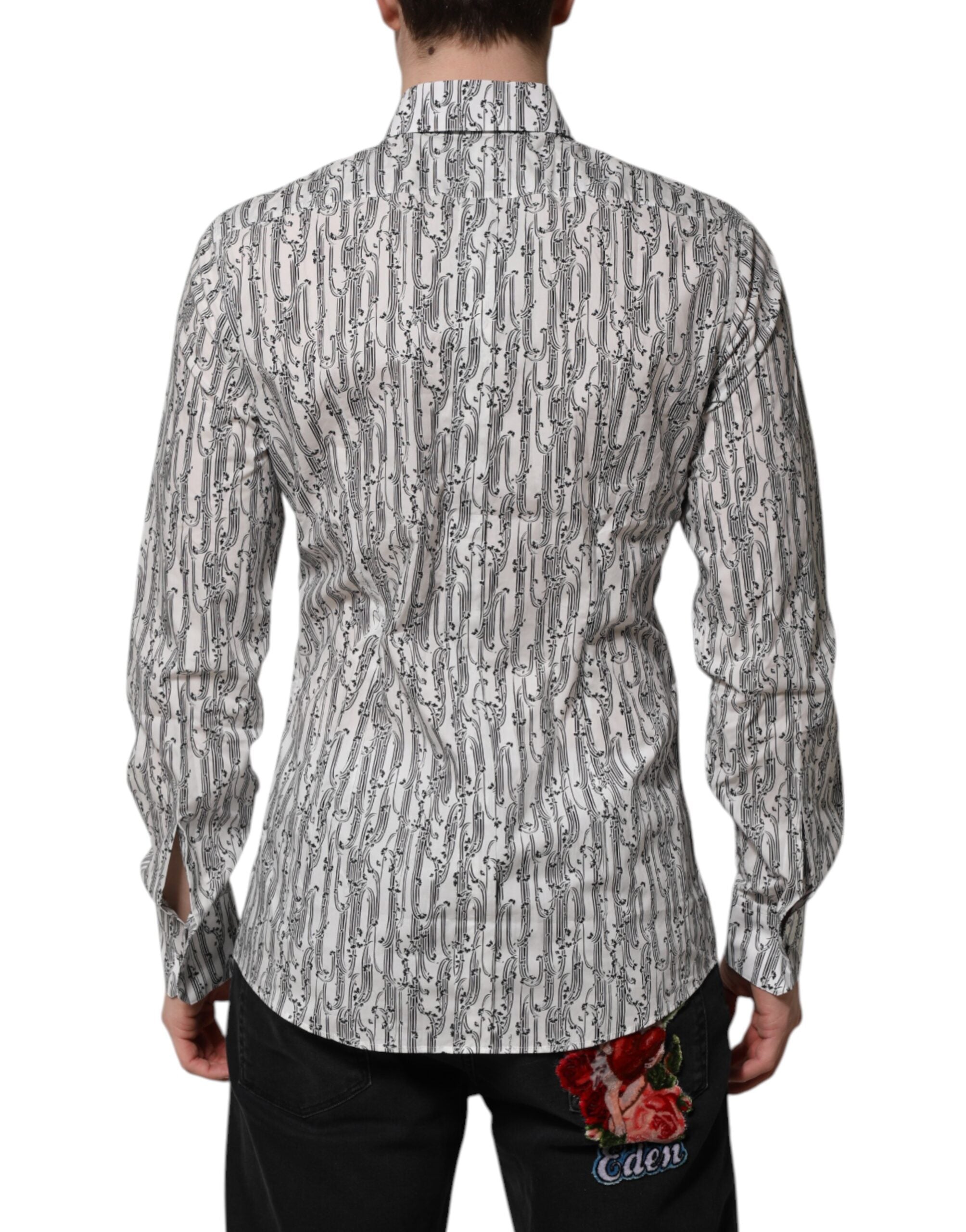 Dolce & Gabbana white shirt with floral print and casual long sleeves-4