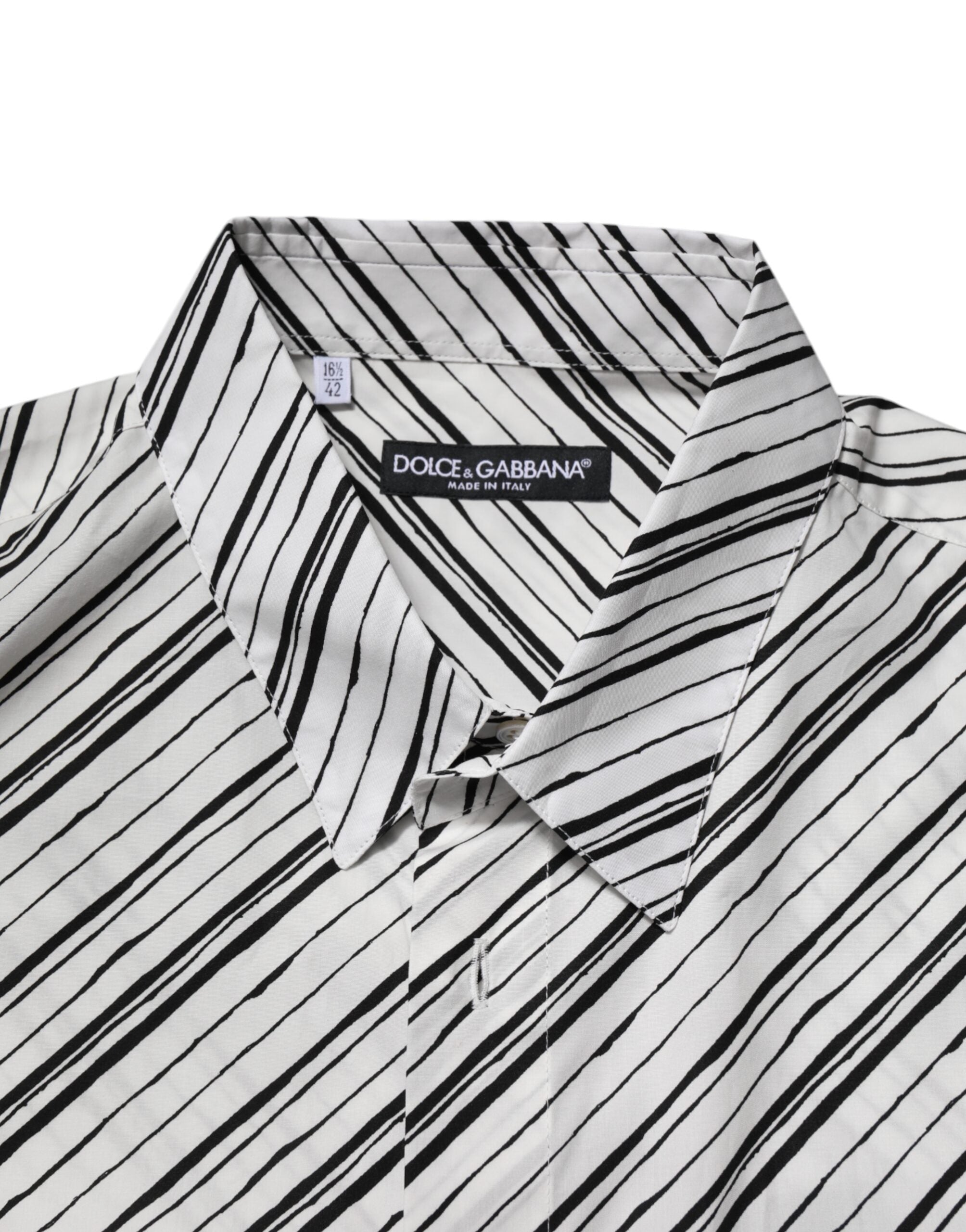 Camisa de manga larga a rayas blancas Dolce & Gabbana para hombre, camisa formal-5