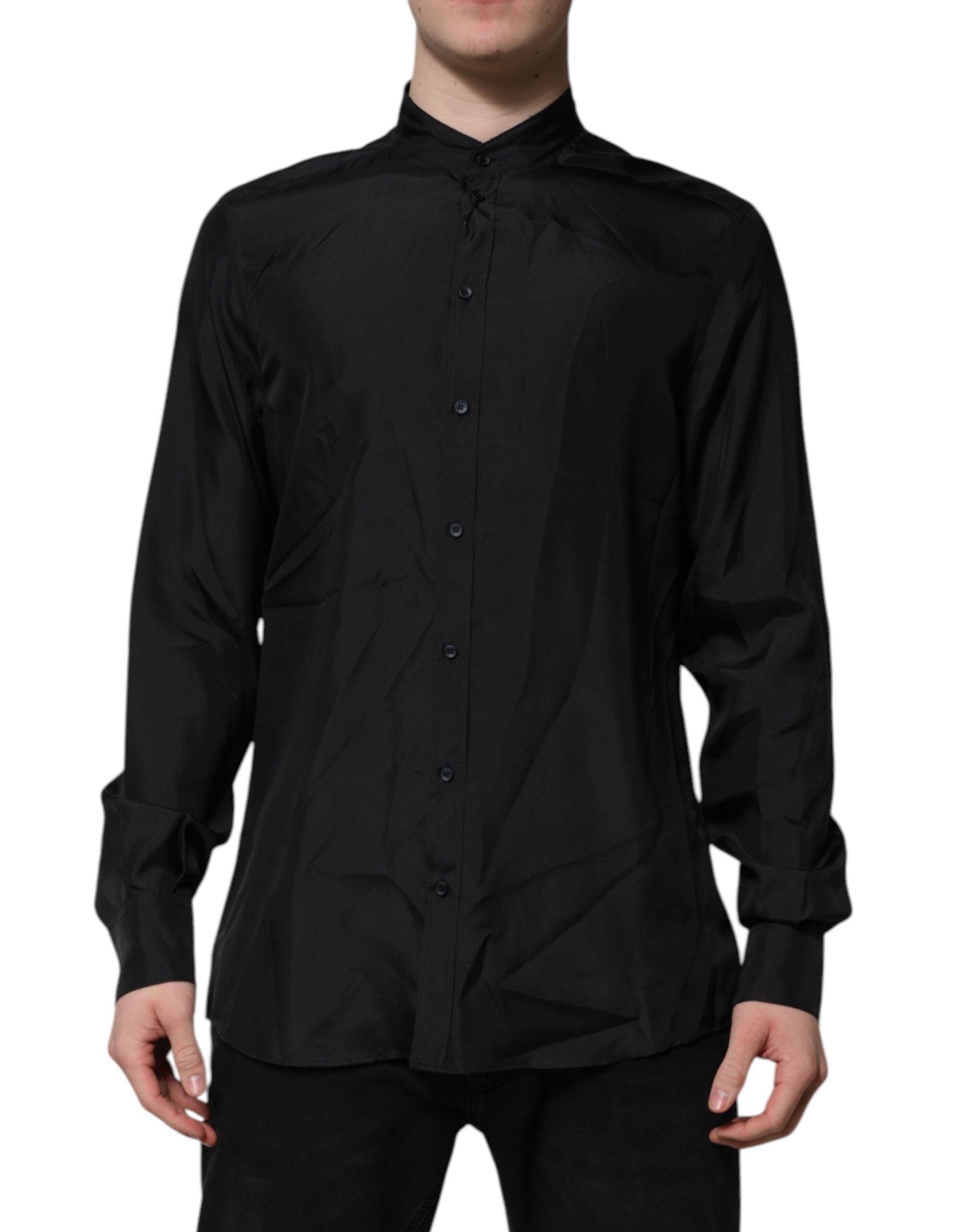Dolce & Gabbana Dark Blue Silk Shirt MARTINI Formal Men's Shirt-1
