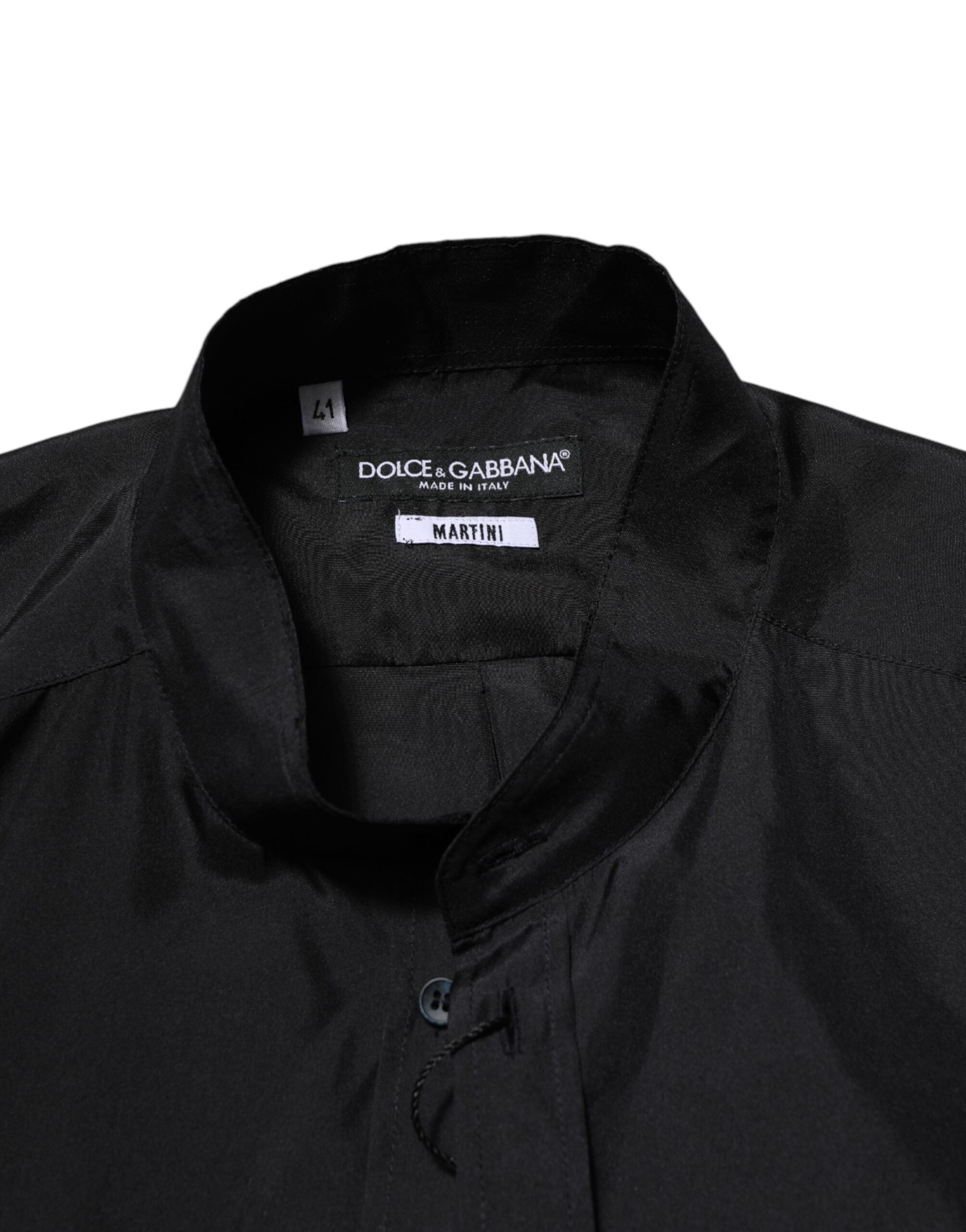 Dolce & Gabbana Dark Blue Silk Shirt MARTINI Formal Men's Shirt-5