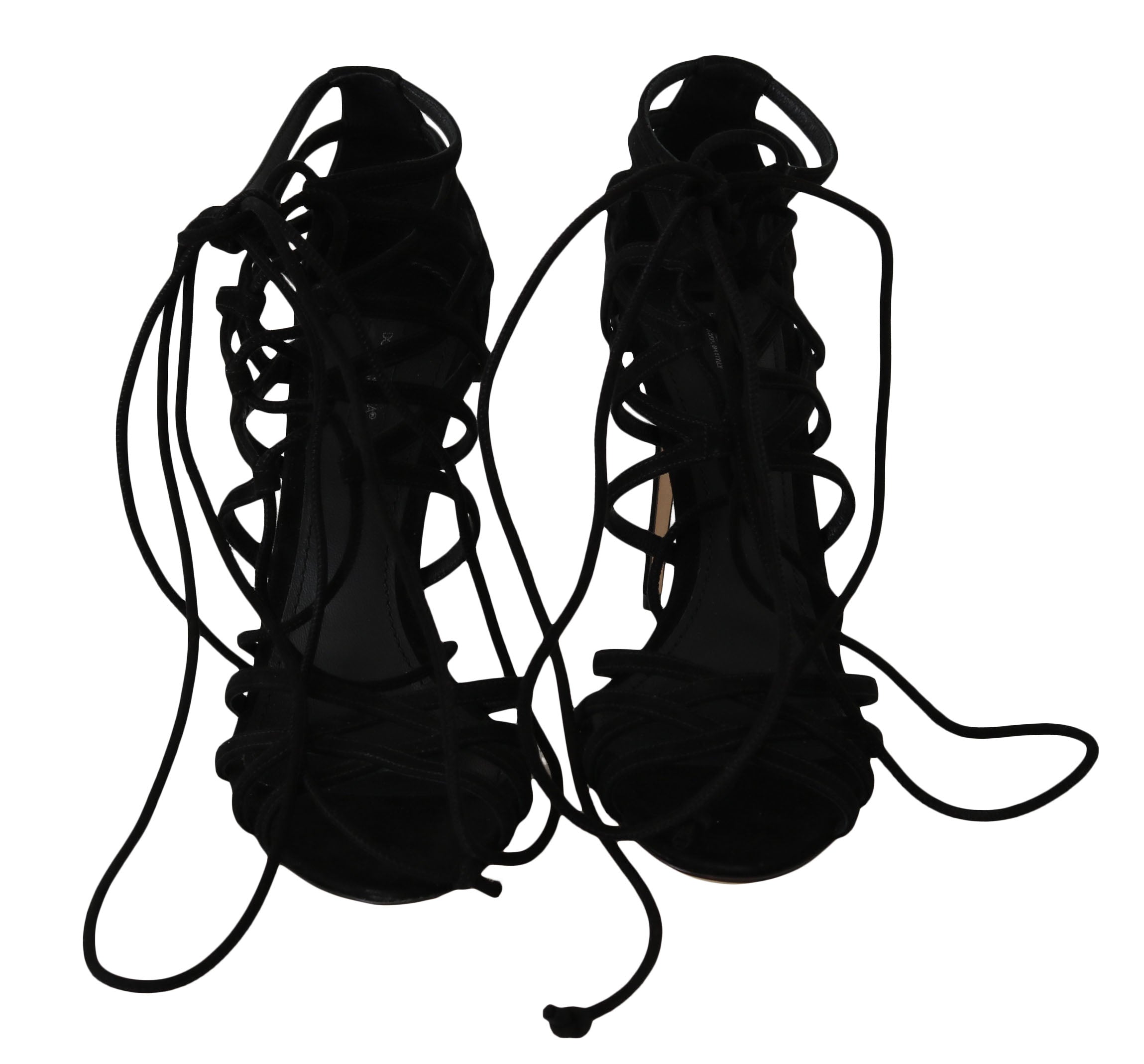 Dolce & Gabbana Schwarze Wildleder Riemen Stilettos Sandalen-2