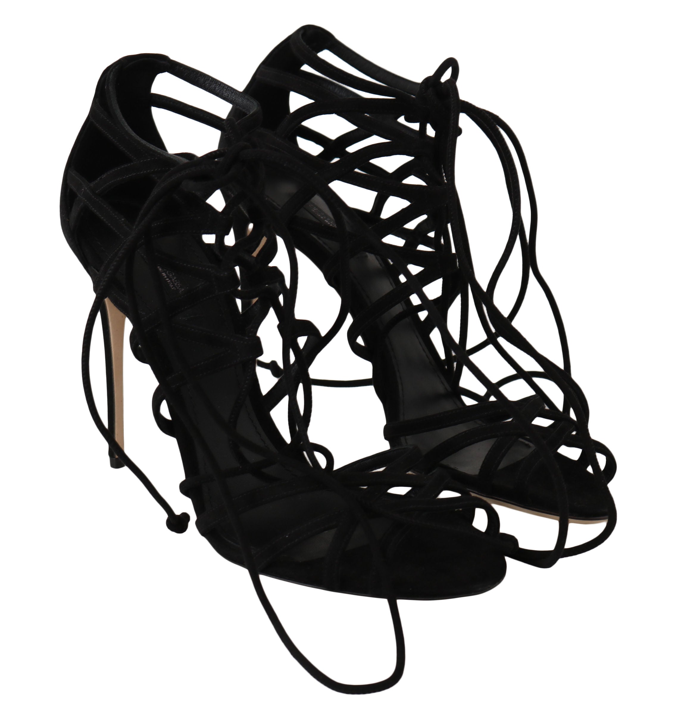 Dolce & Gabbana Schwarze Wildleder Riemen Stilettos Sandalen-3