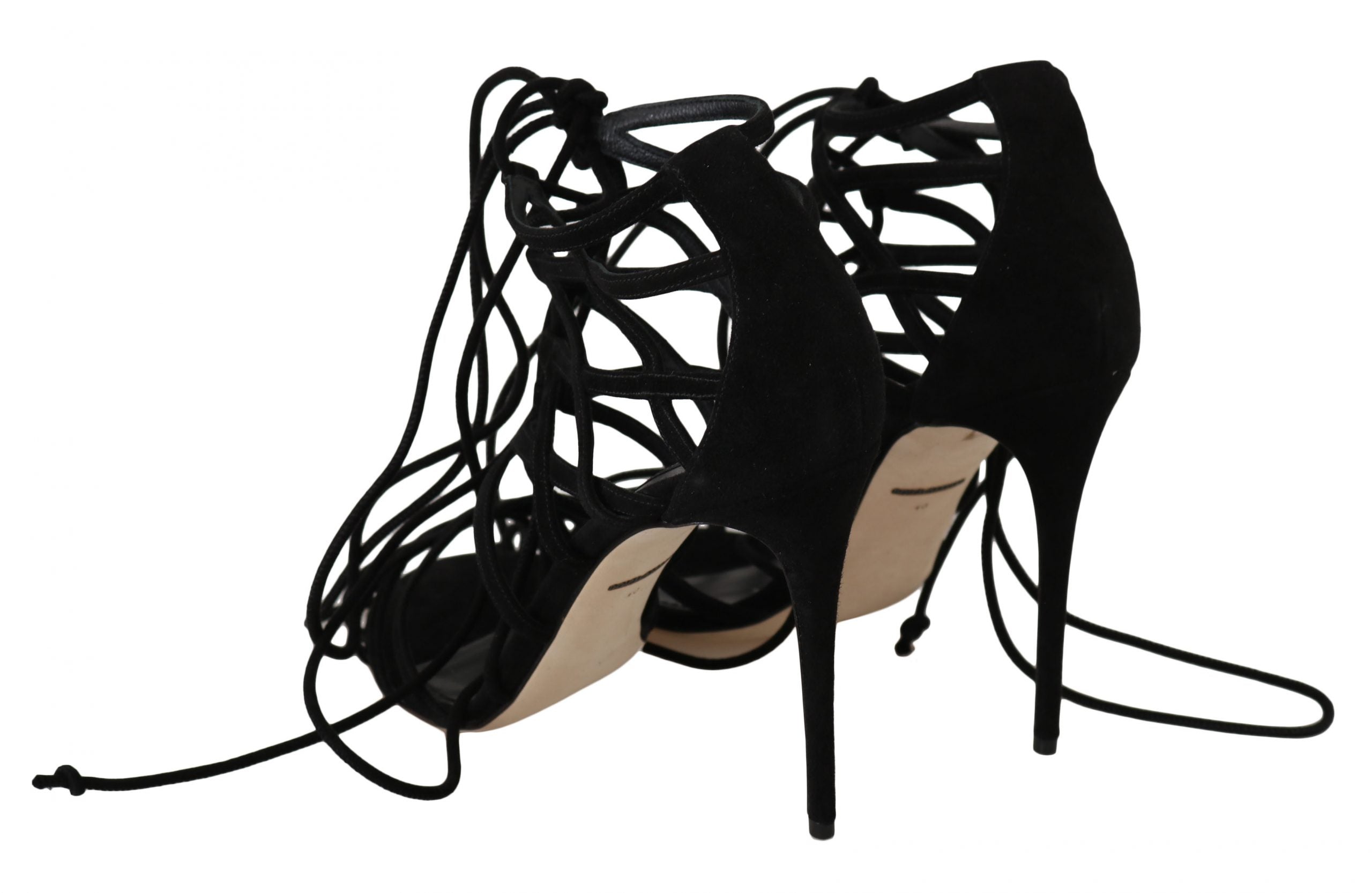 Dolce & Gabbana Schwarze Wildleder Riemen Stilettos Sandalen-4