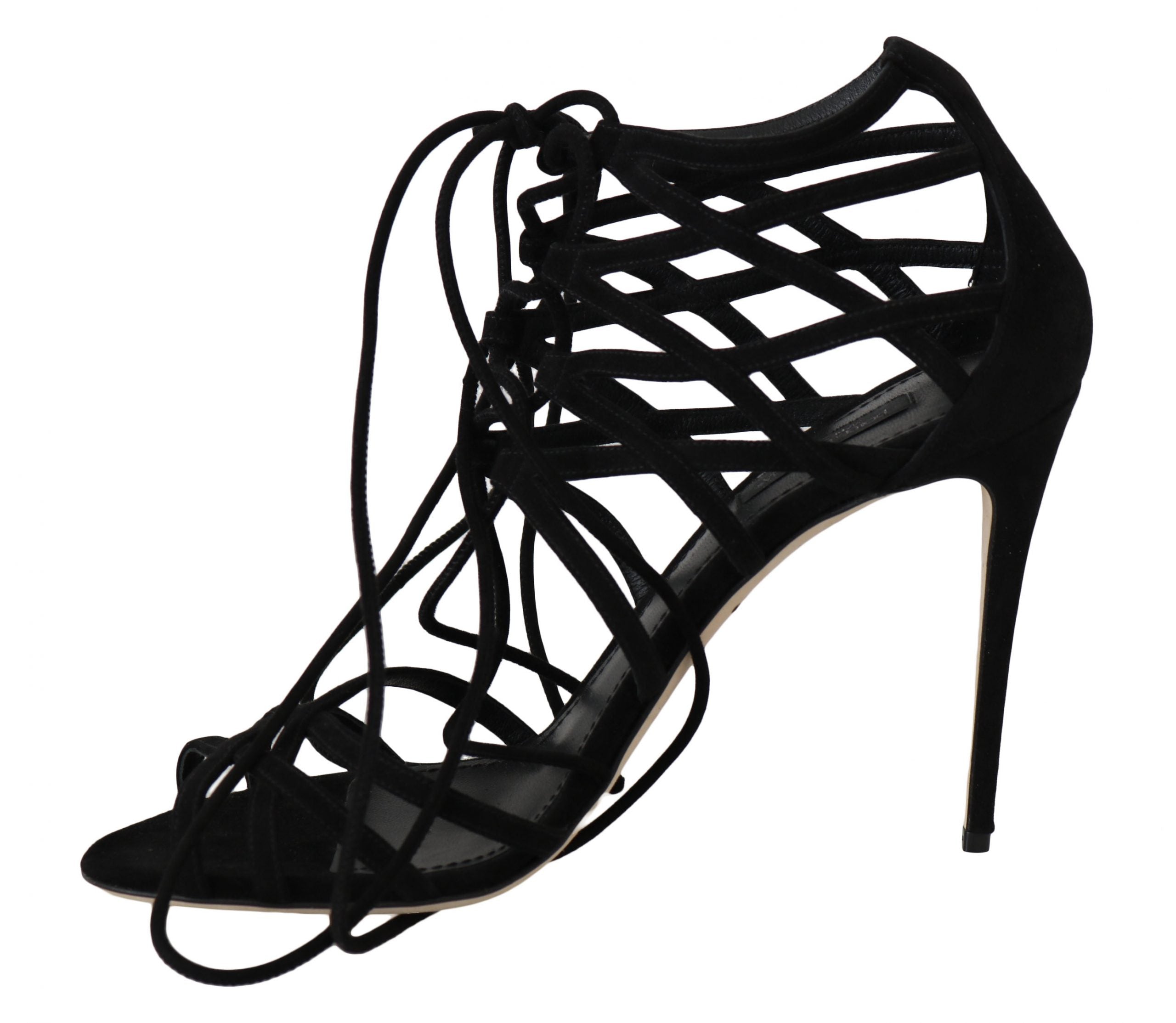 Dolce & Gabbana Schwarze Wildleder Riemen Stilettos Sandalen-5