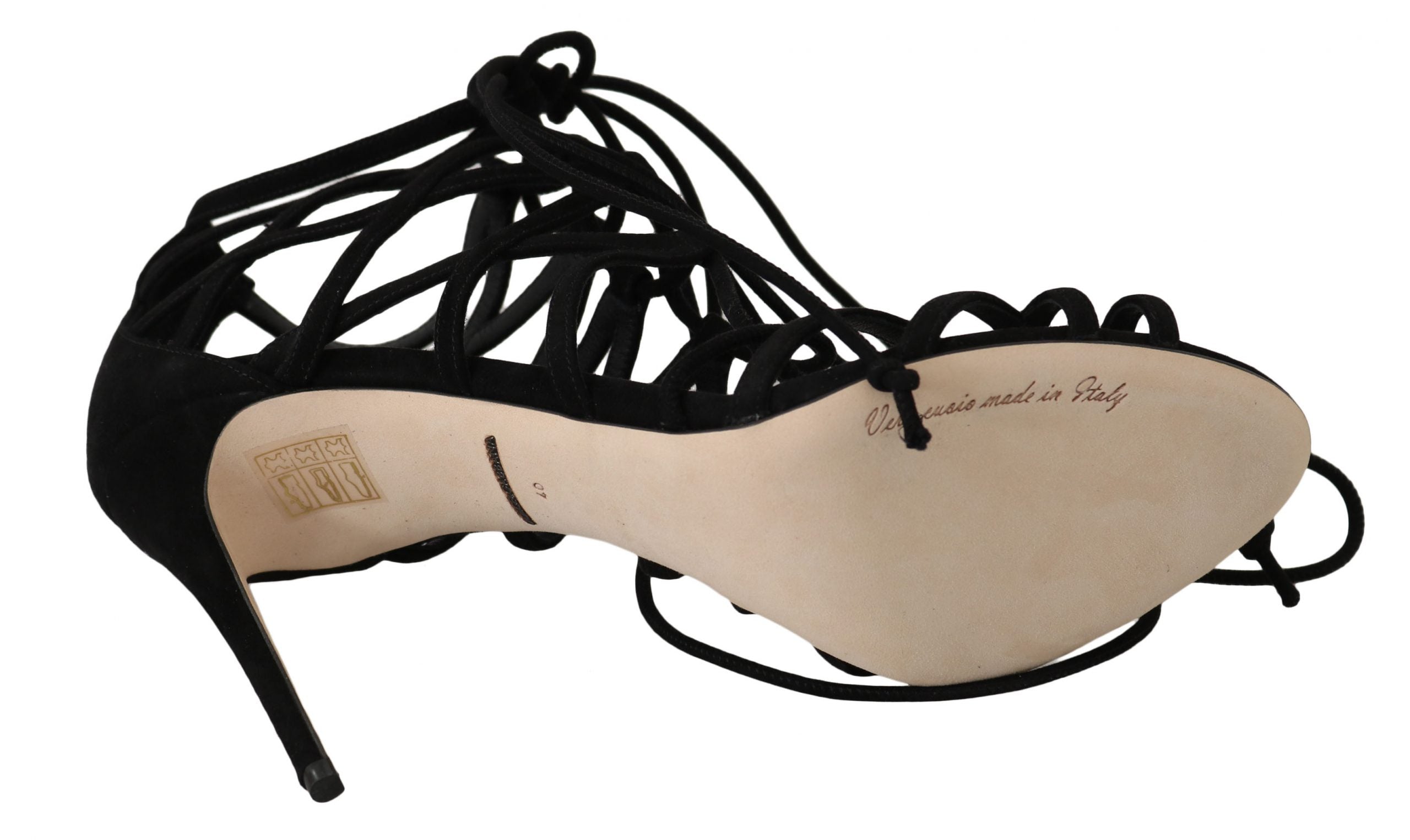 Dolce & Gabbana Schwarze Wildleder Riemen Stilettos Sandalen-6