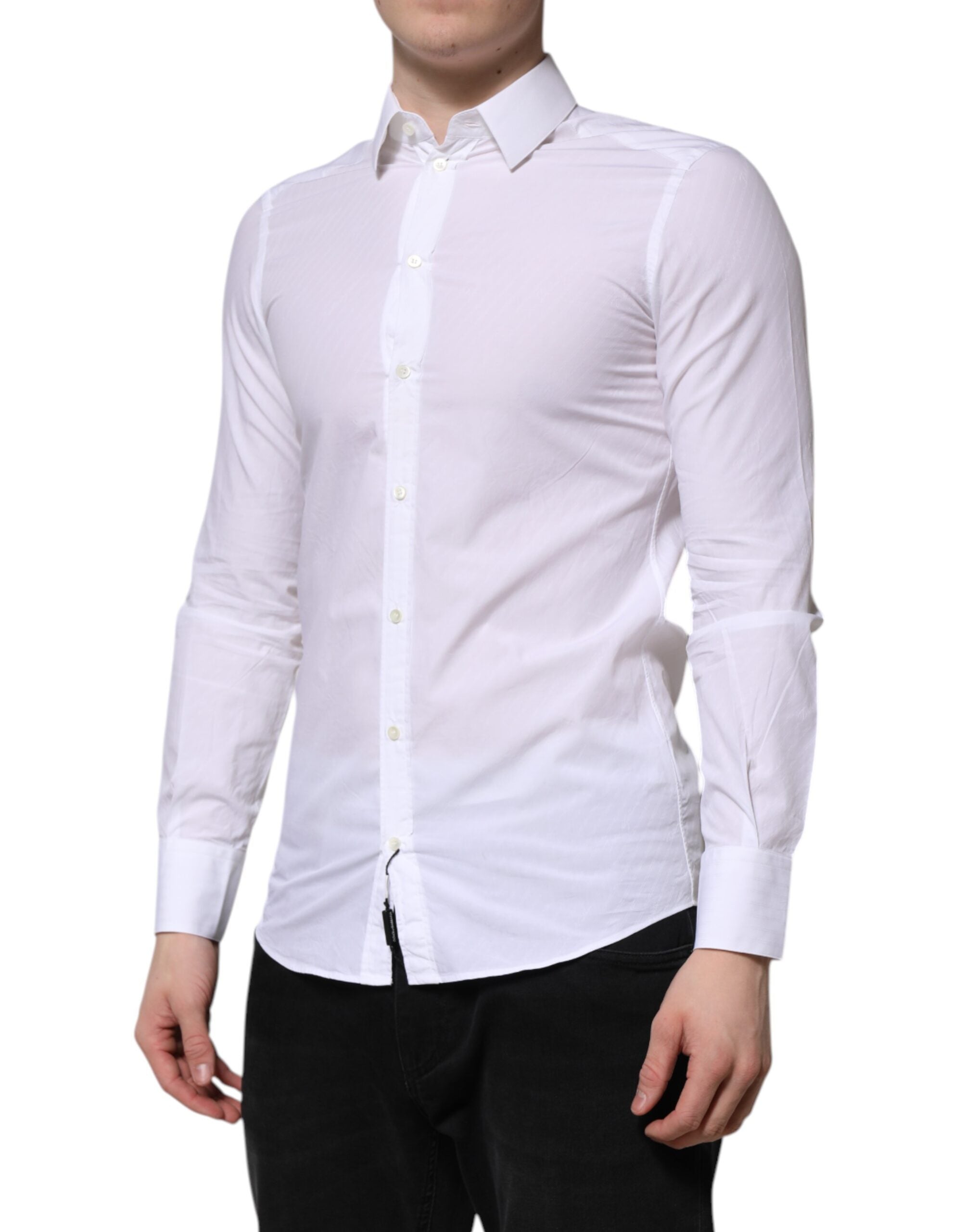 Dolce & Gabbana Weißes Baumwollhemd MARTINI mit langen Ärmeln-3