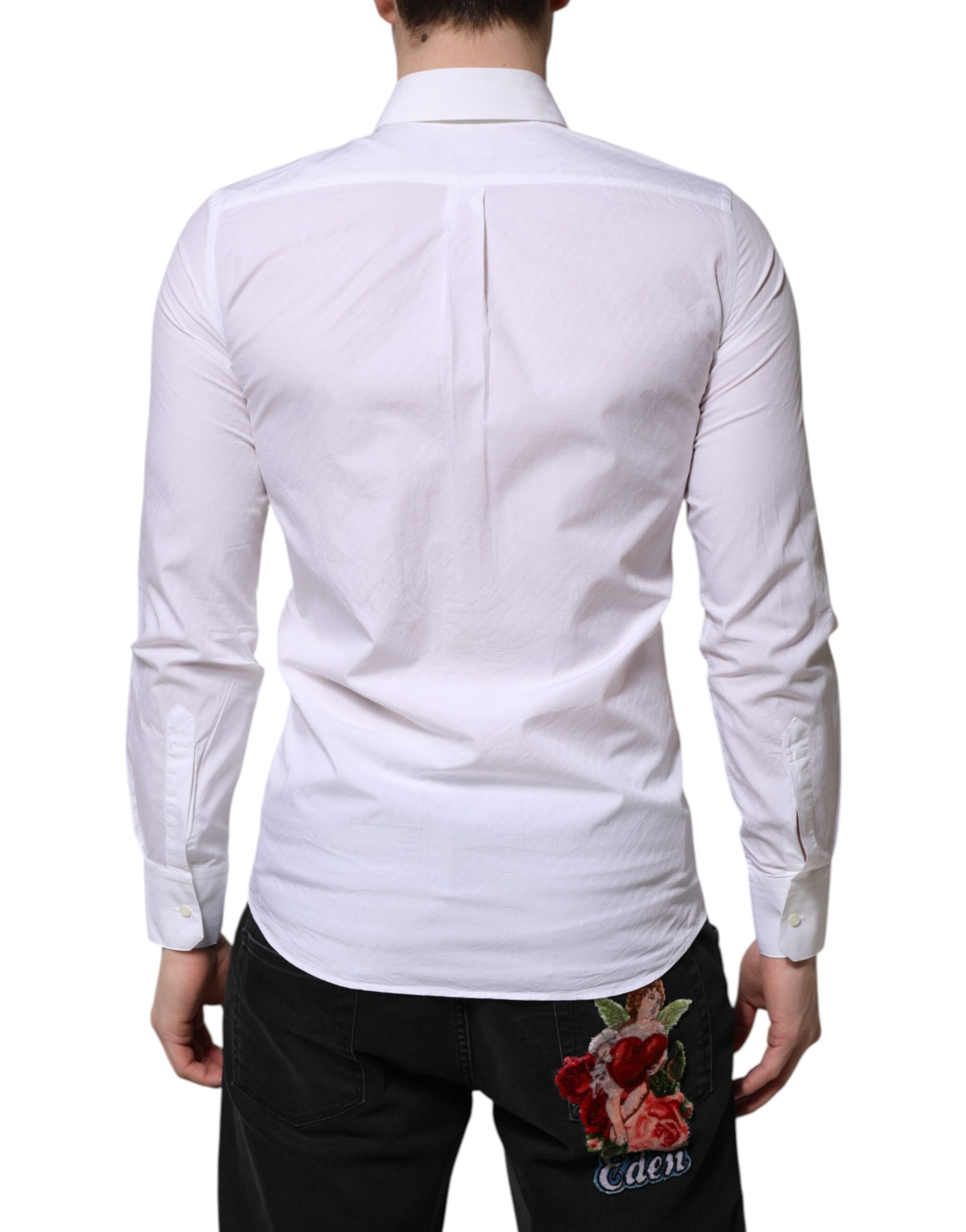 Dolce & Gabbana Weißes Baumwollhemd MARTINI mit langen Ärmeln-4